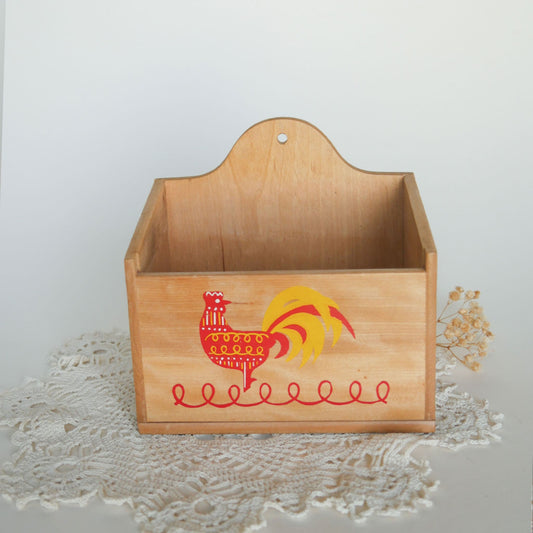 Vintage Red and Yellow Rooster Wooden Recipe Box Vintage Wood Recipe Box Rooster Recipe Box Vintage Farmhouse Kitchen Decor