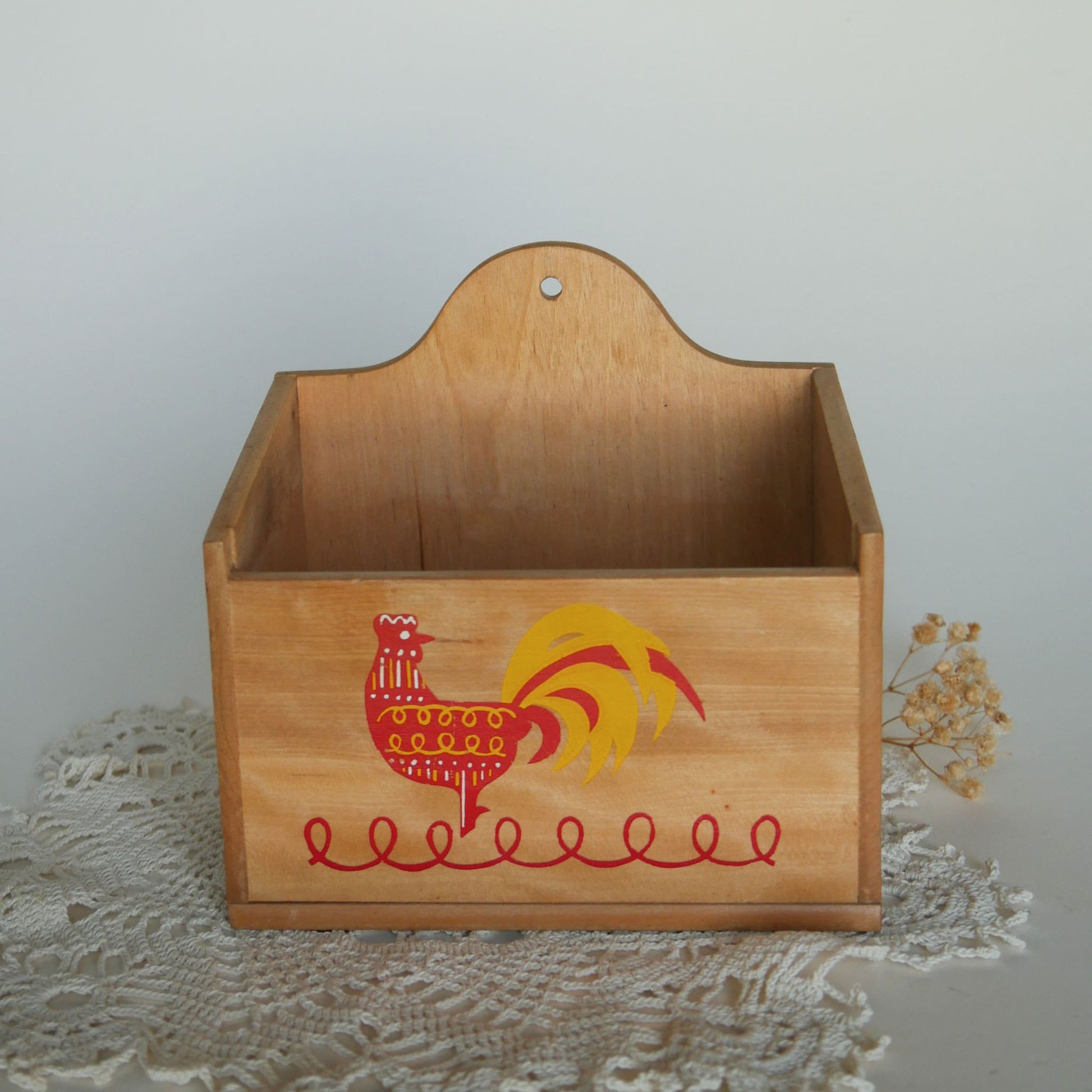 Vintage Red and Yellow Rooster Wooden Recipe Box Vintage Wood Recipe Box Rooster Recipe Box Vintage Farmhouse Kitchen Decor
