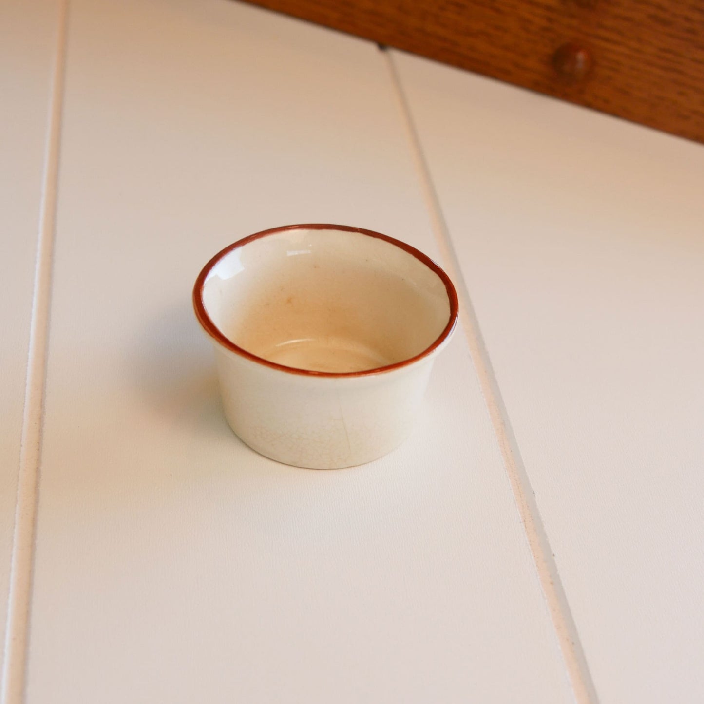 Vintage Mini Ceramic Dish, Hand Painted Fence and Foliage