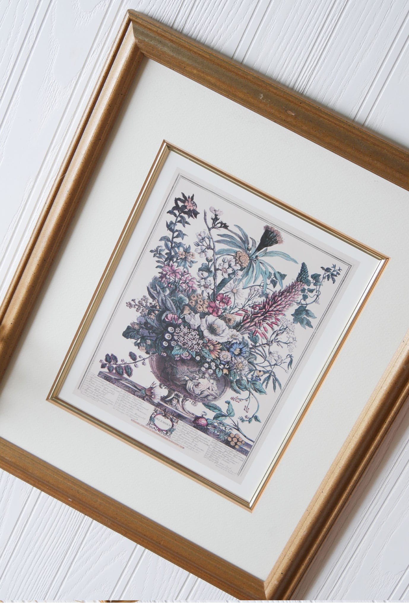 Vintage Framed Robert Furber Gardiner 12 Months of Flowers, December Print, Vintage Robert Gardiner December Print Floral December Framed Print