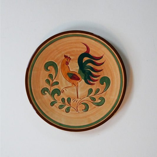 Rooster Pottery Plate, Vintage Rooster Decor, Vintage Rooster Plate, Vintage Folk Art Wall decor, Vintage Farmhouse Folk Decor