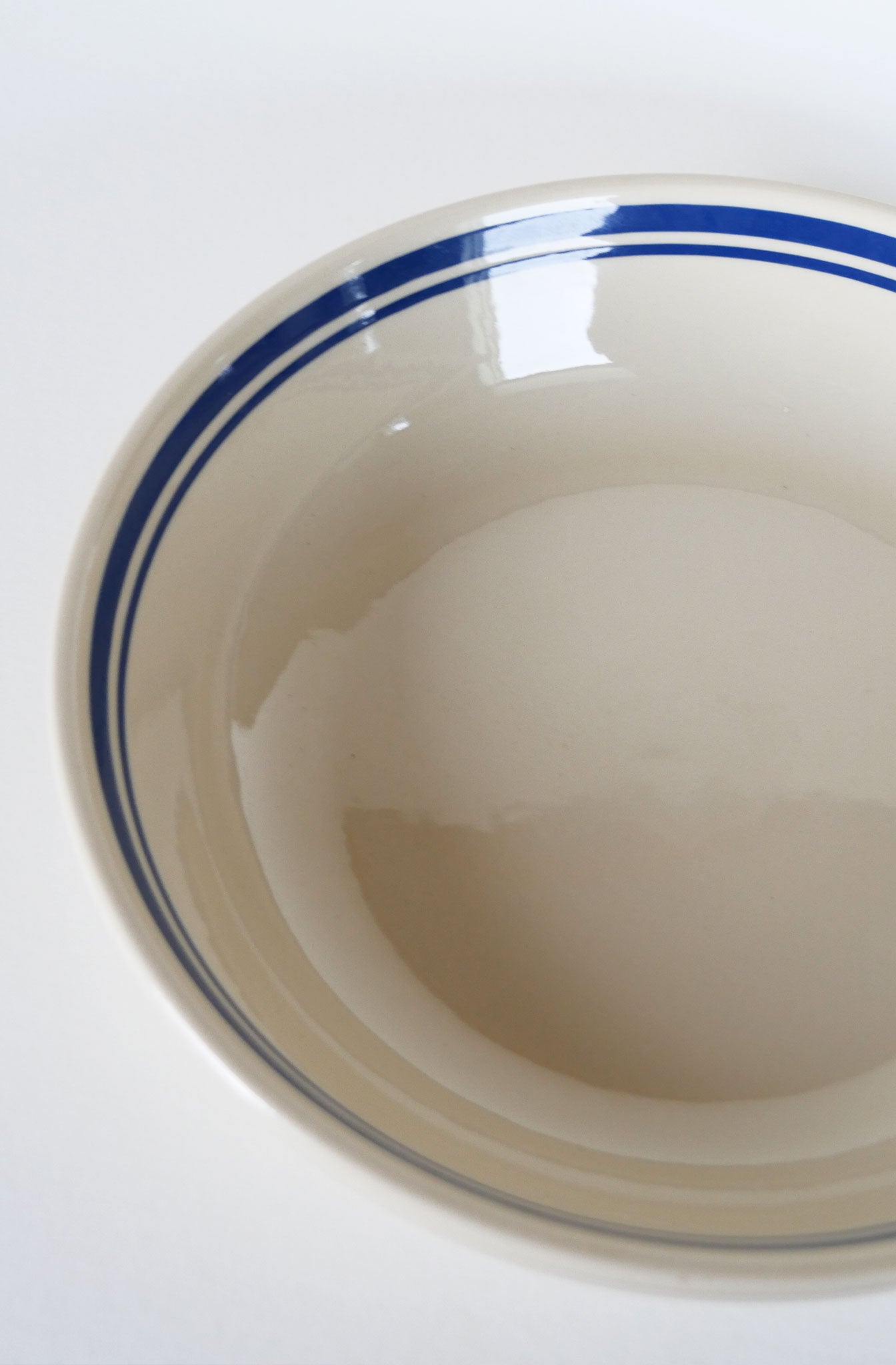 Vintage Blue Stripe 13in Roseville Pasta Bowl, Farmhouse Striped Kitchen Decor, Blue Striped Stoneware, Vintage Farmhouse Kitchen Decor, Vintage Primitive Stoneware Bowl, Vintage Mixing Bowl