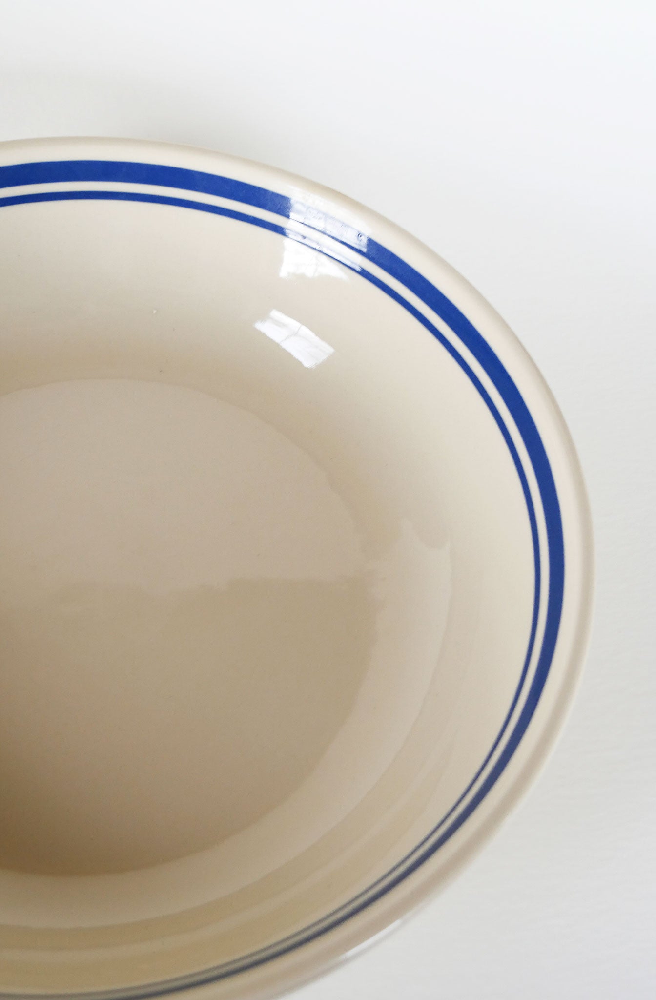 Vintage Blue Stripe 13in Roseville Pasta Bowl, Farmhouse Striped Kitchen Decor, Blue Striped Stoneware, Vintage Farmhouse Kitchen Decor, Vintage Primitive Stoneware Bowl, Vintage Mixing Bowl