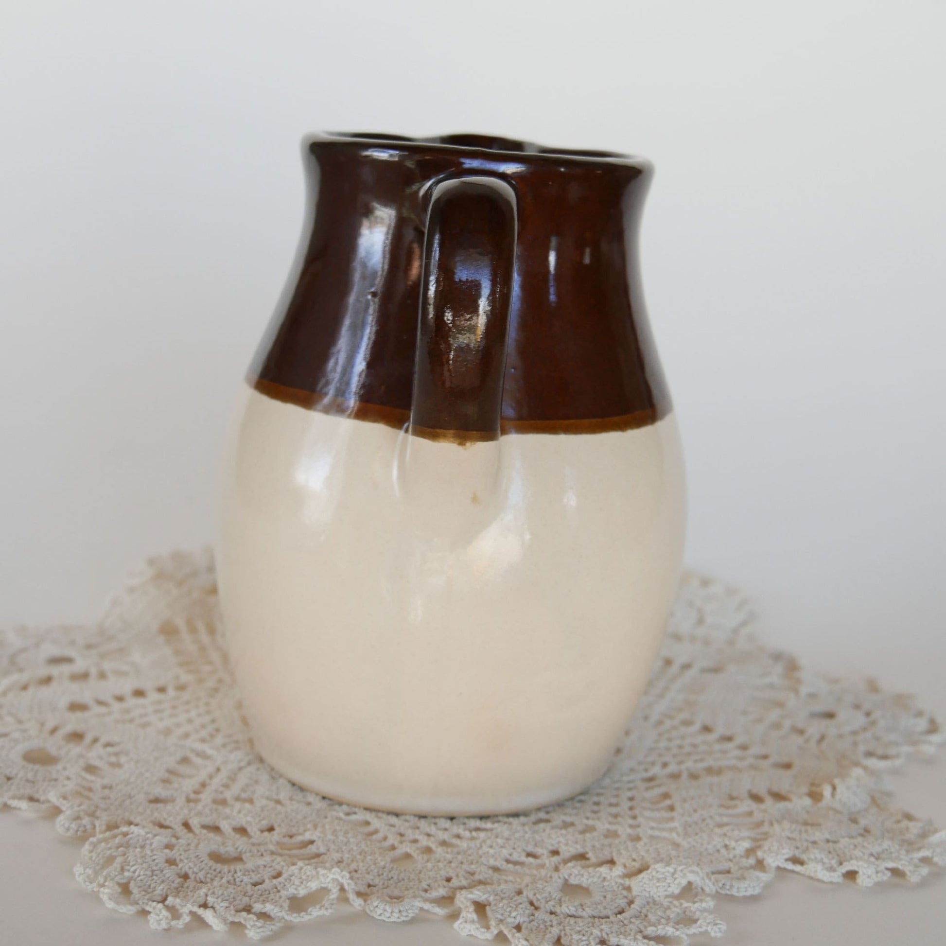 Vintage 6in Roseville Pottery Pitcher, intage Two Tone Pottery Pitcher, Vintage Farmhouse Pitcher, Vintage Kitchen Decor
