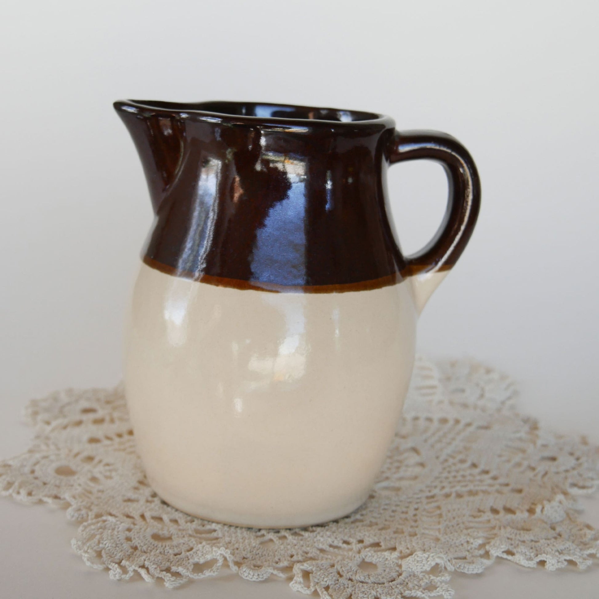Vintage 6in Roseville Pottery Pitcher, intage Two Tone Pottery Pitcher, Vintage Farmhouse Pitcher, Vintage Kitchen Decor