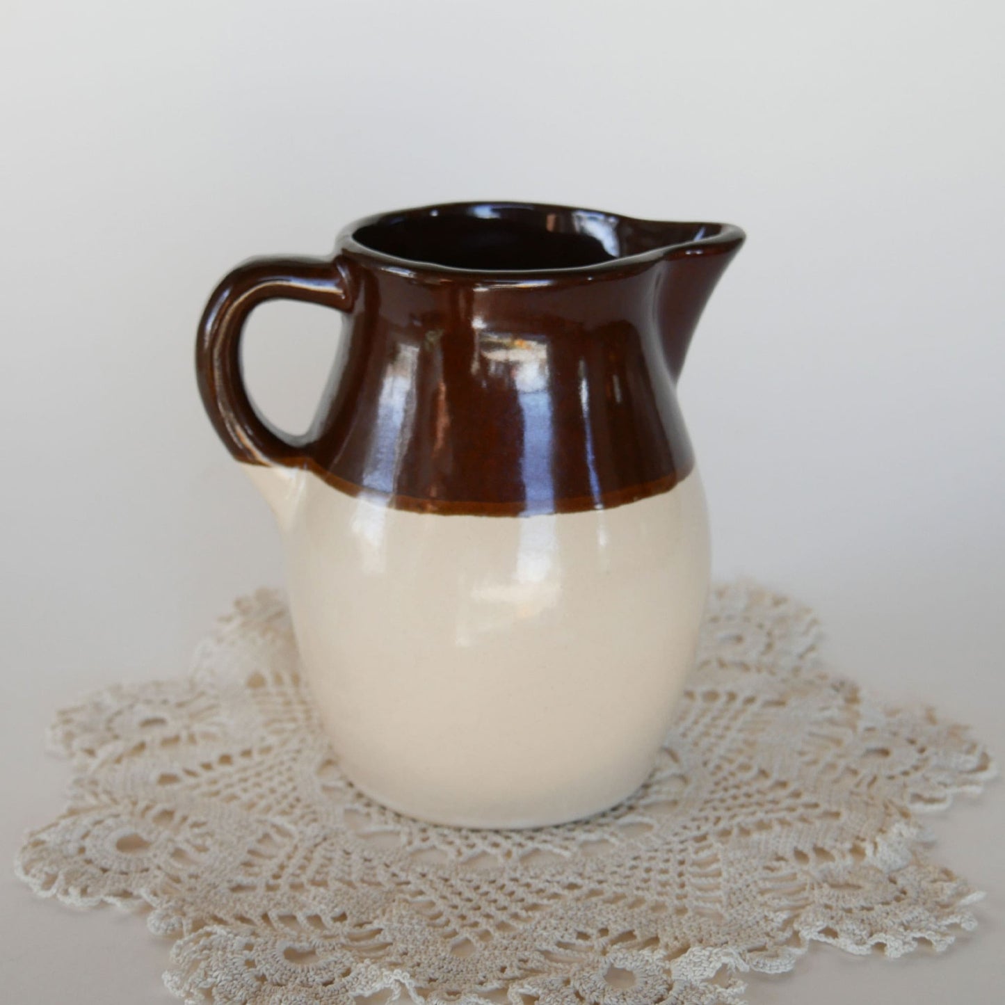 Vintage 6in Roseville Pottery Pitcher, intage Two Tone Pottery Pitcher, Vintage Farmhouse Pitcher, Vintage Kitchen Decor