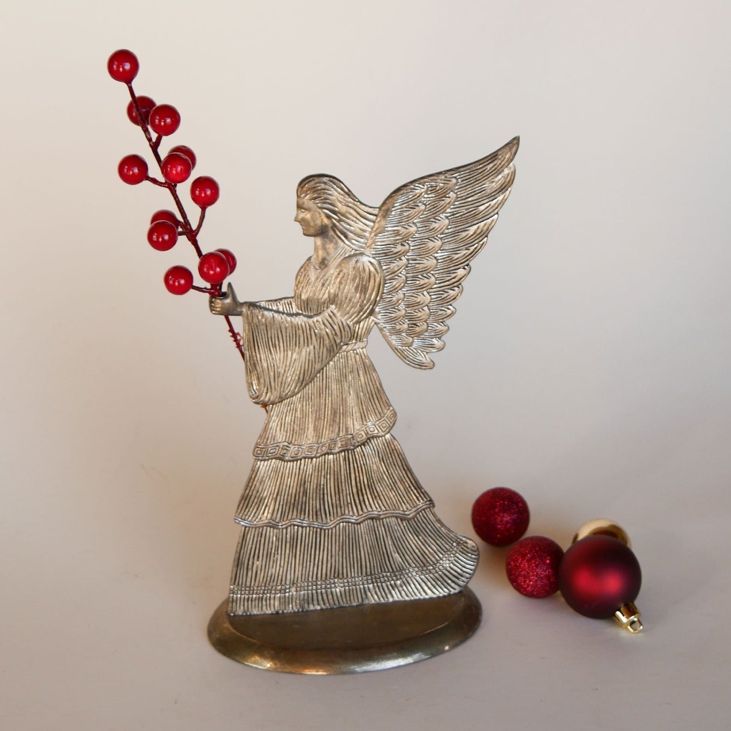 Vintage Silver Plated Christmas Angel, Vintage Silver Christmas Angel