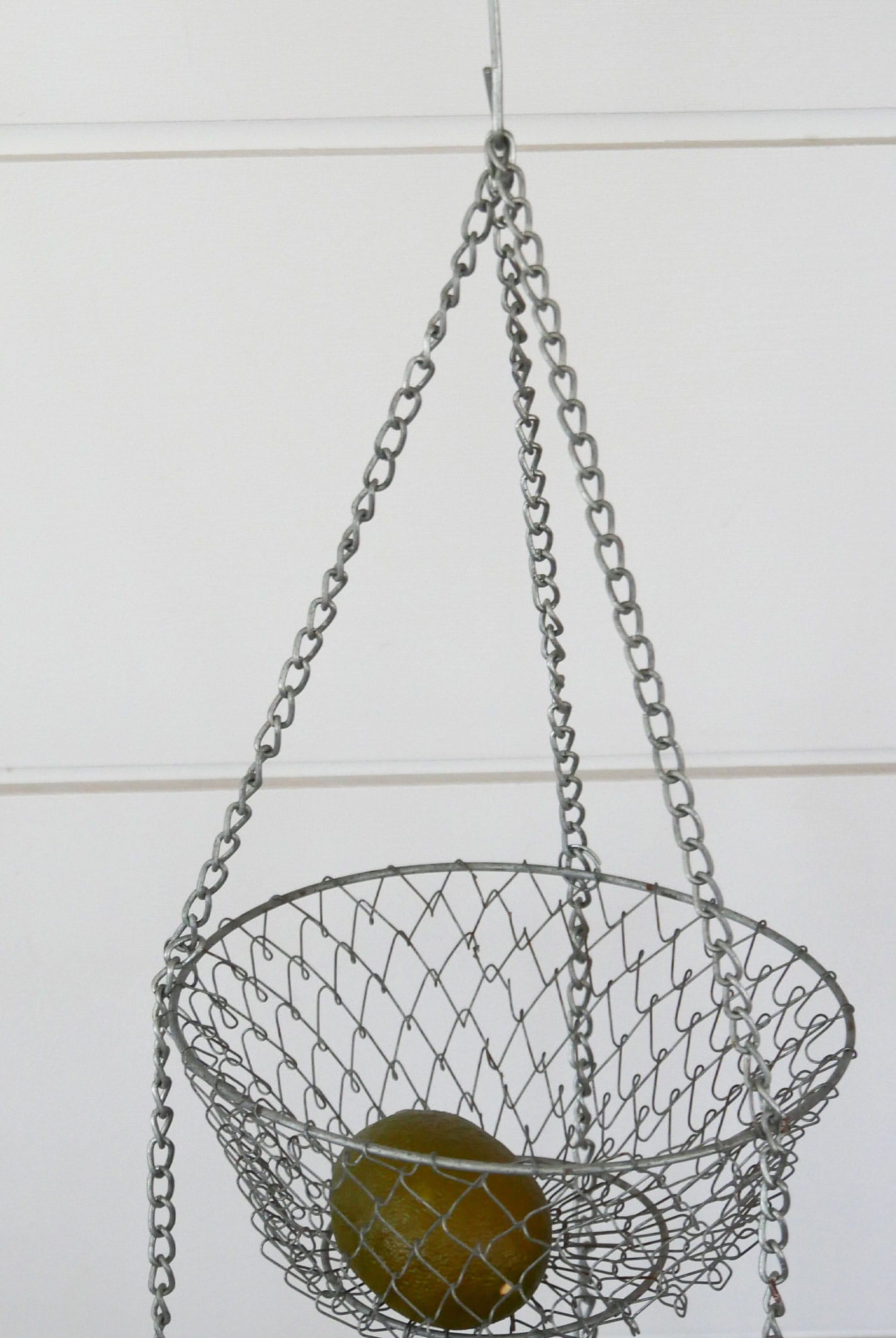 Vintage Silver Wire 3-Tier Hanging Basket, Farmhouse Fruit Basket, Hanging Wire Fruit Basket, Vintage Hanging Wire Basket, 3 shelf basket, Vintage wire 3 tier baskets