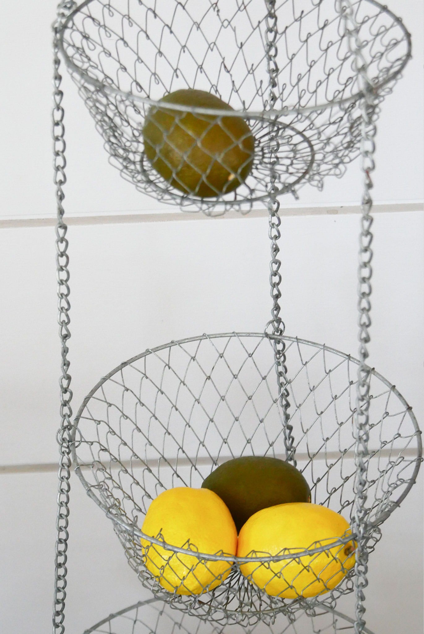 Vintage Silver Wire 3-Tier Hanging Basket, Farmhouse Fruit Basket, Hanging Wire Fruit Basket, Vintage Hanging Wire Basket, 3 shelf basket, Vintage wire 3 tier baskets