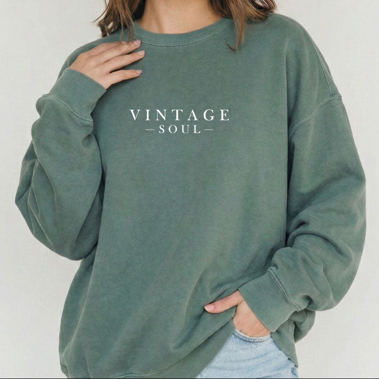 'Vintage Soul' Relaxed Fit Sweatshirt, Blue Spruce
