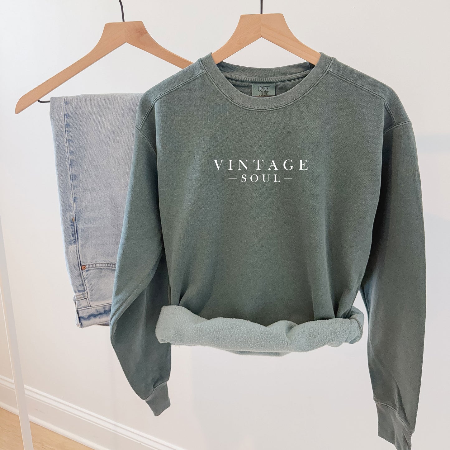 'Vintage Soul' Relaxed Fit Sweatshirt, Blue Spruce