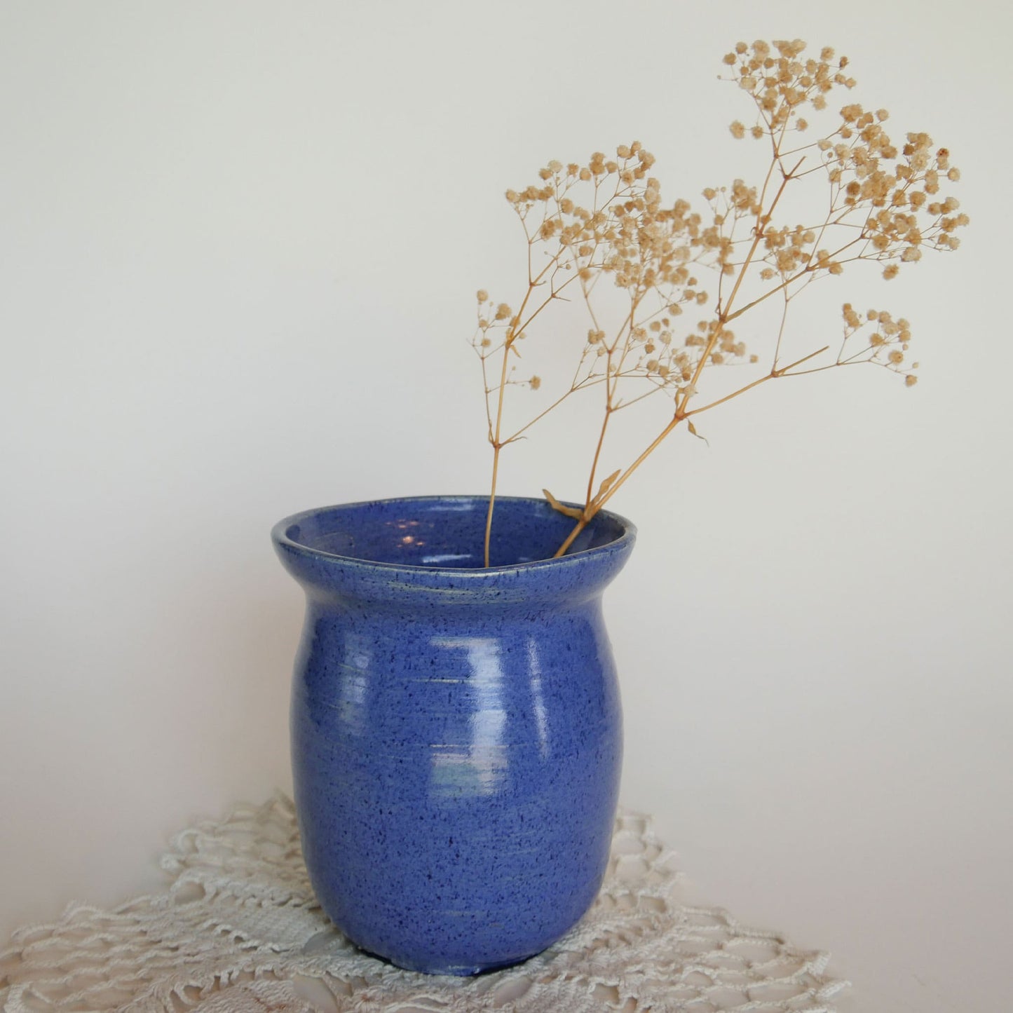 Speckled Cobalt Blue Pottery Vase Blue Farmhouse Pottery Blue Coastal Pottery Cobalt Blue Pottery