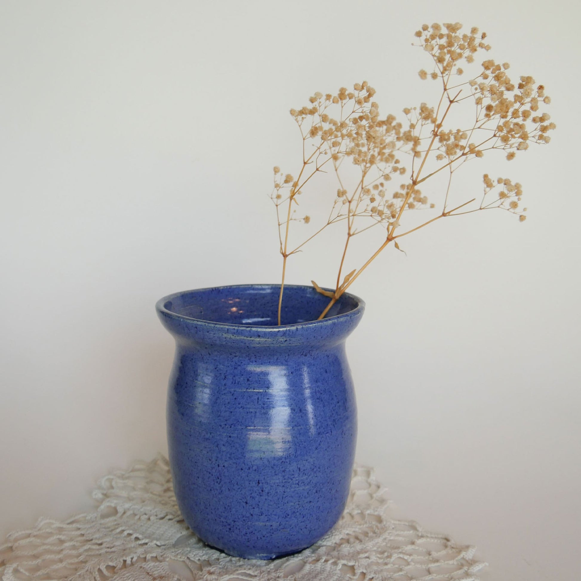 Speckled Cobalt Blue Pottery Vase Blue Farmhouse Pottery Blue Coastal Pottery Cobalt Blue Pottery