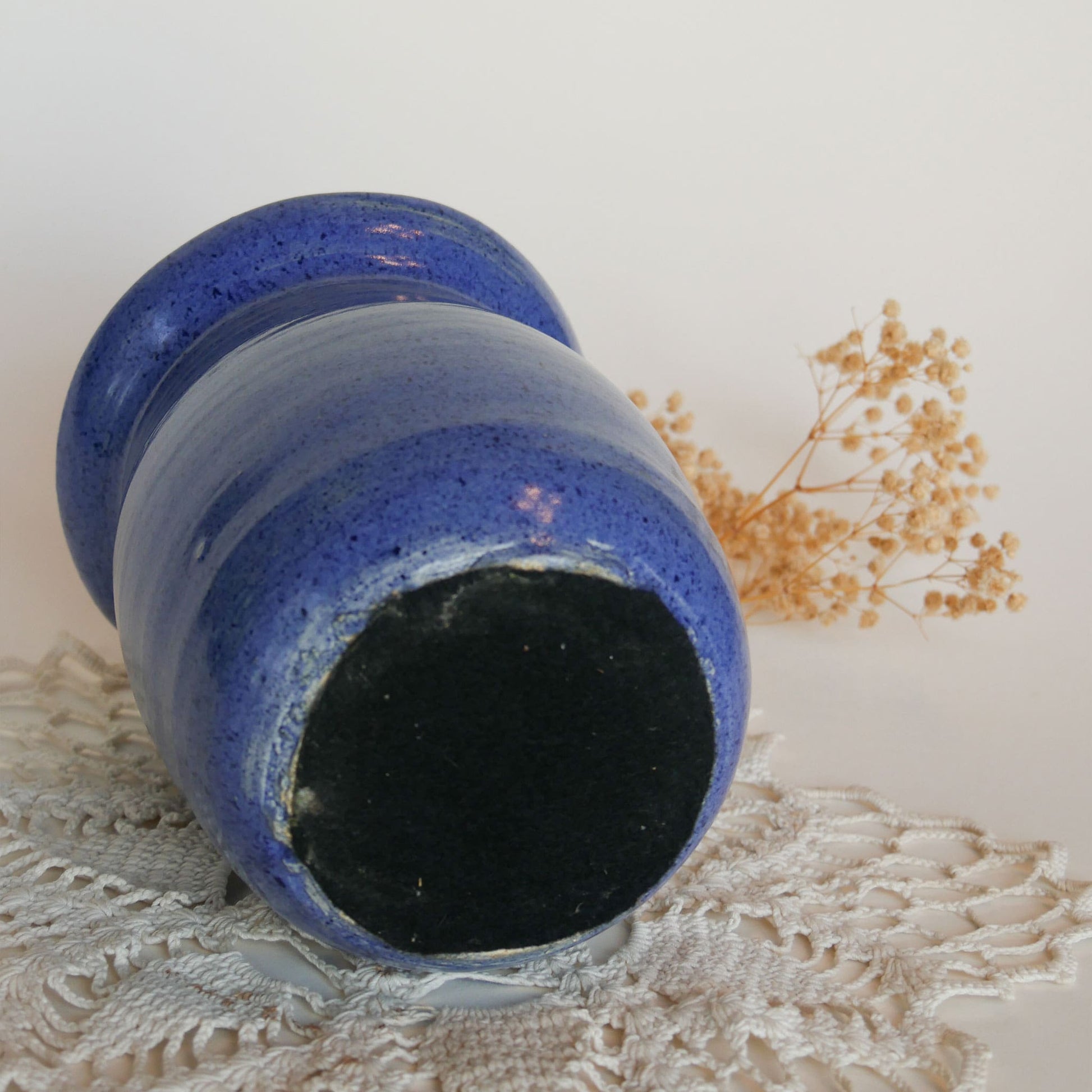 Speckled Cobalt Blue Pottery Vase Blue Farmhouse Pottery Blue Coastal Pottery Cobalt Blue Pottery