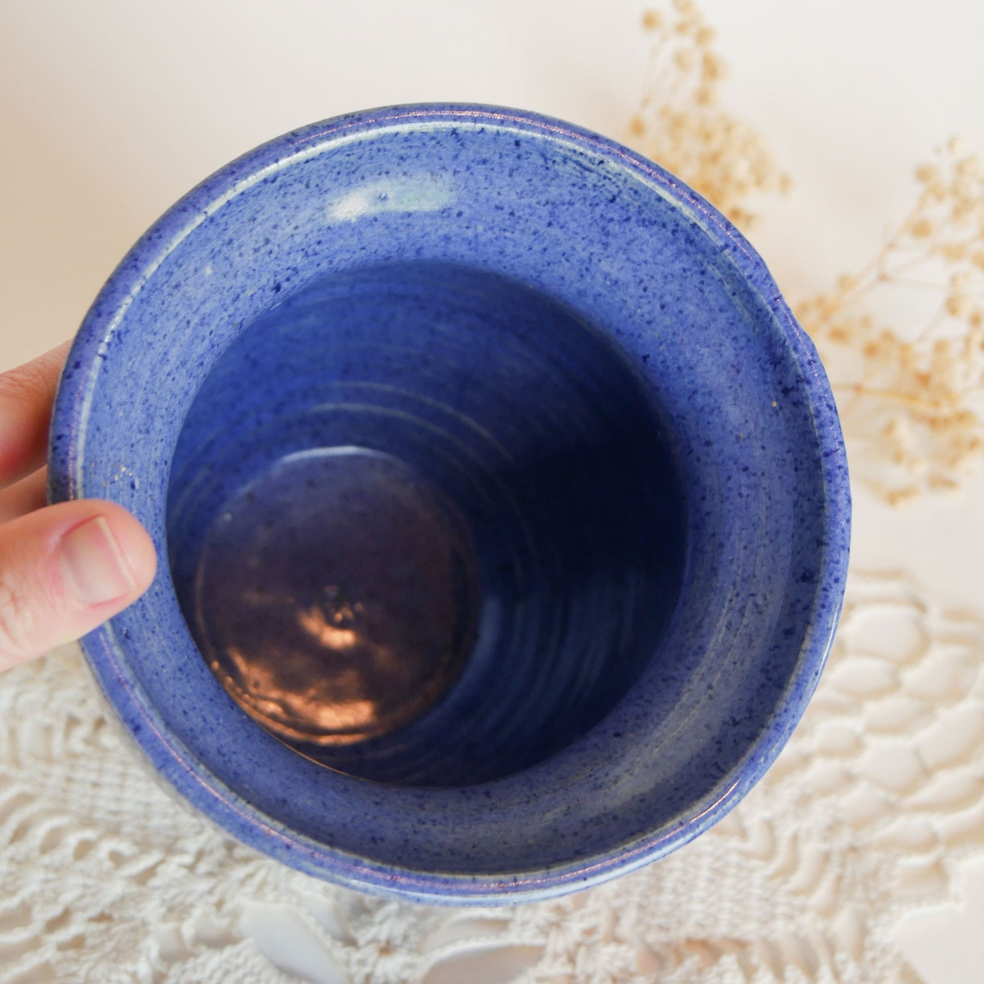 Speckled Cobalt Blue Pottery Vase Blue Farmhouse Pottery Blue Coastal Pottery Cobalt Blue Pottery