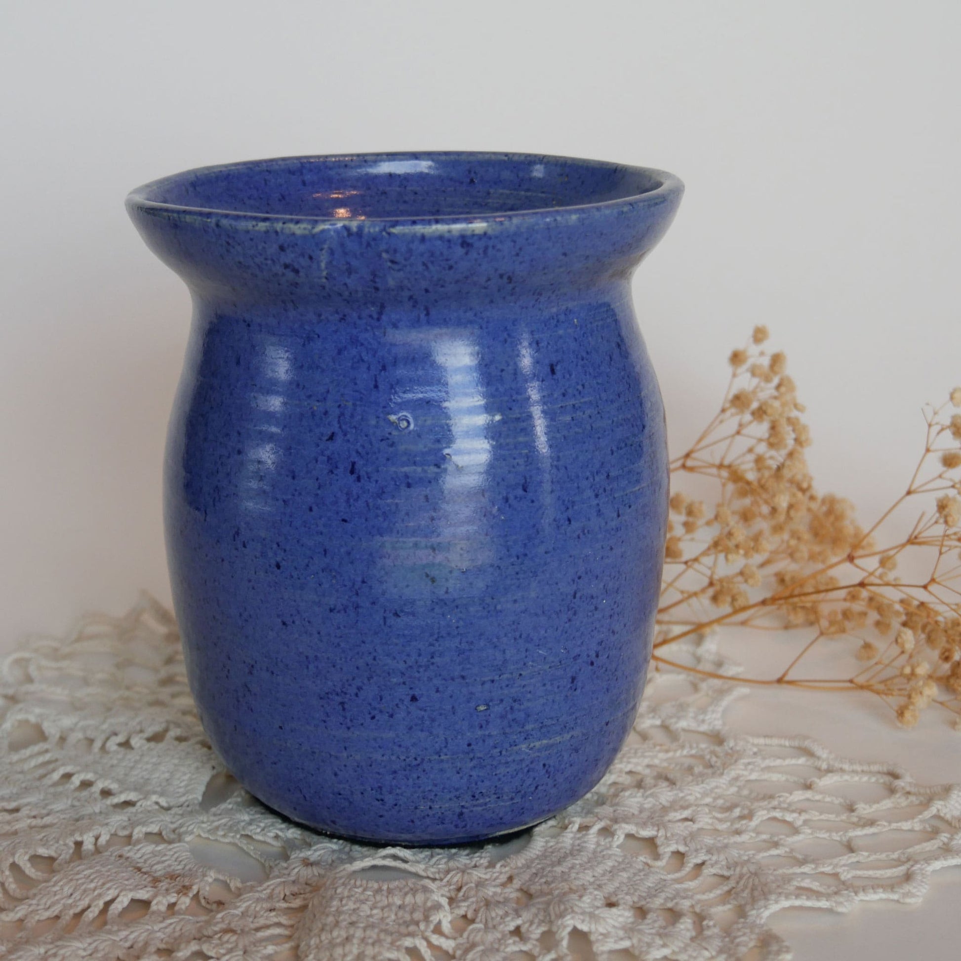 Speckled Cobalt Blue Pottery Vase Blue Farmhouse Pottery Blue Coastal Pottery Cobalt Blue Pottery