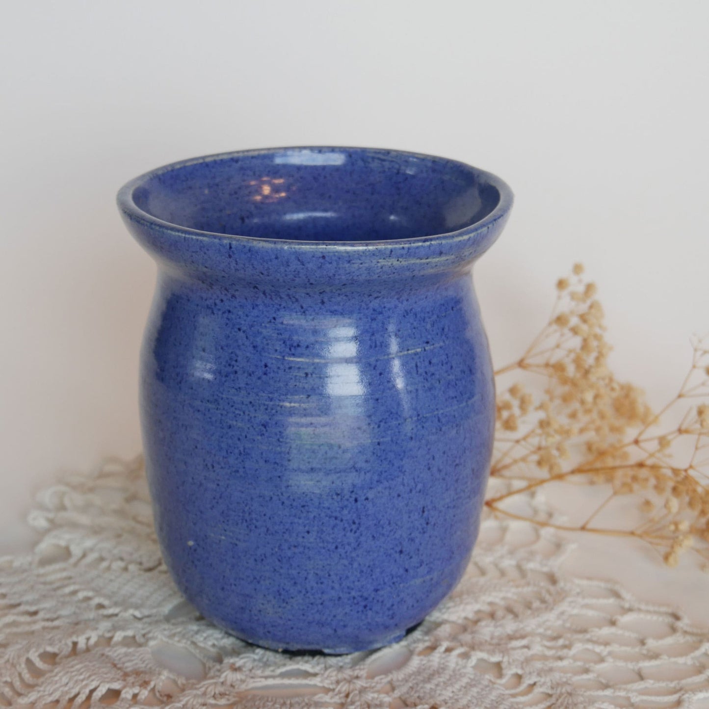Speckled Cobalt Blue Pottery Vase Blue Farmhouse Pottery Blue Coastal Pottery Cobalt Blue Pottery