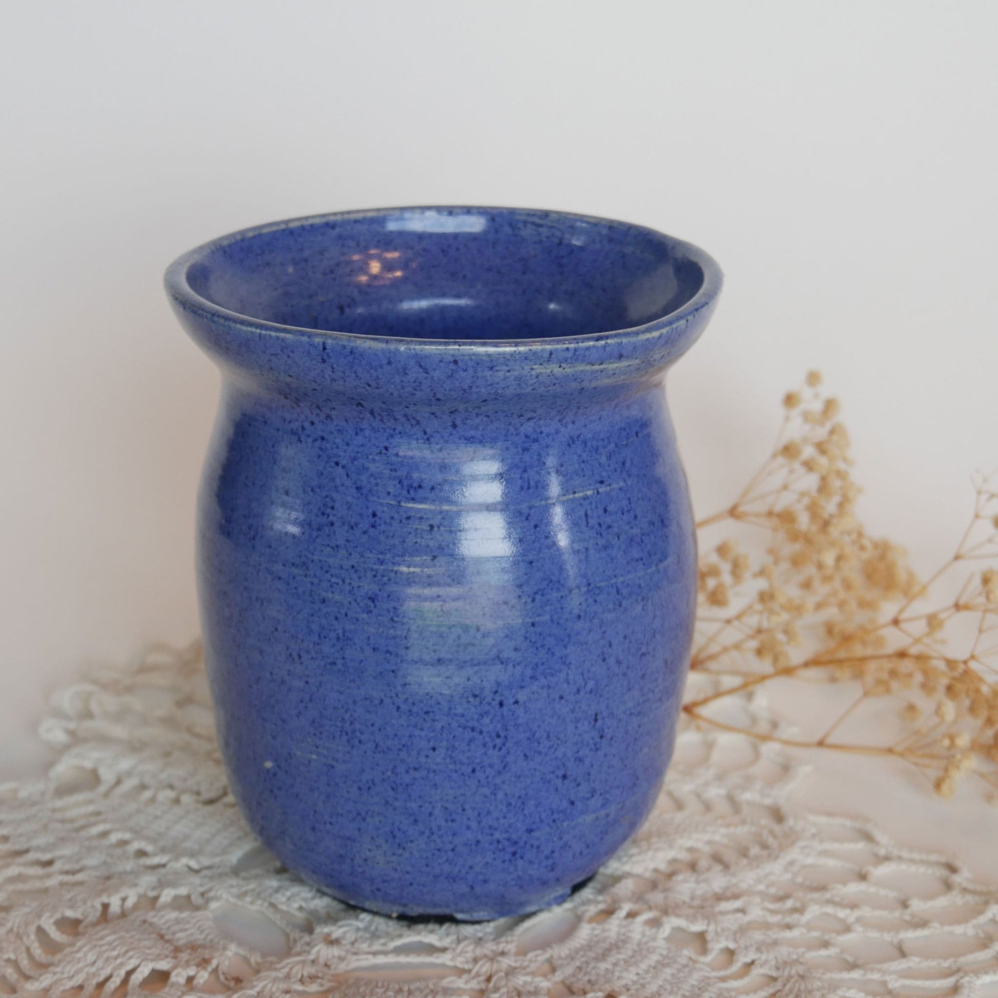 Speckled Cobalt Blue Pottery Vase Blue Farmhouse Pottery Blue Coastal Pottery Cobalt Blue Pottery