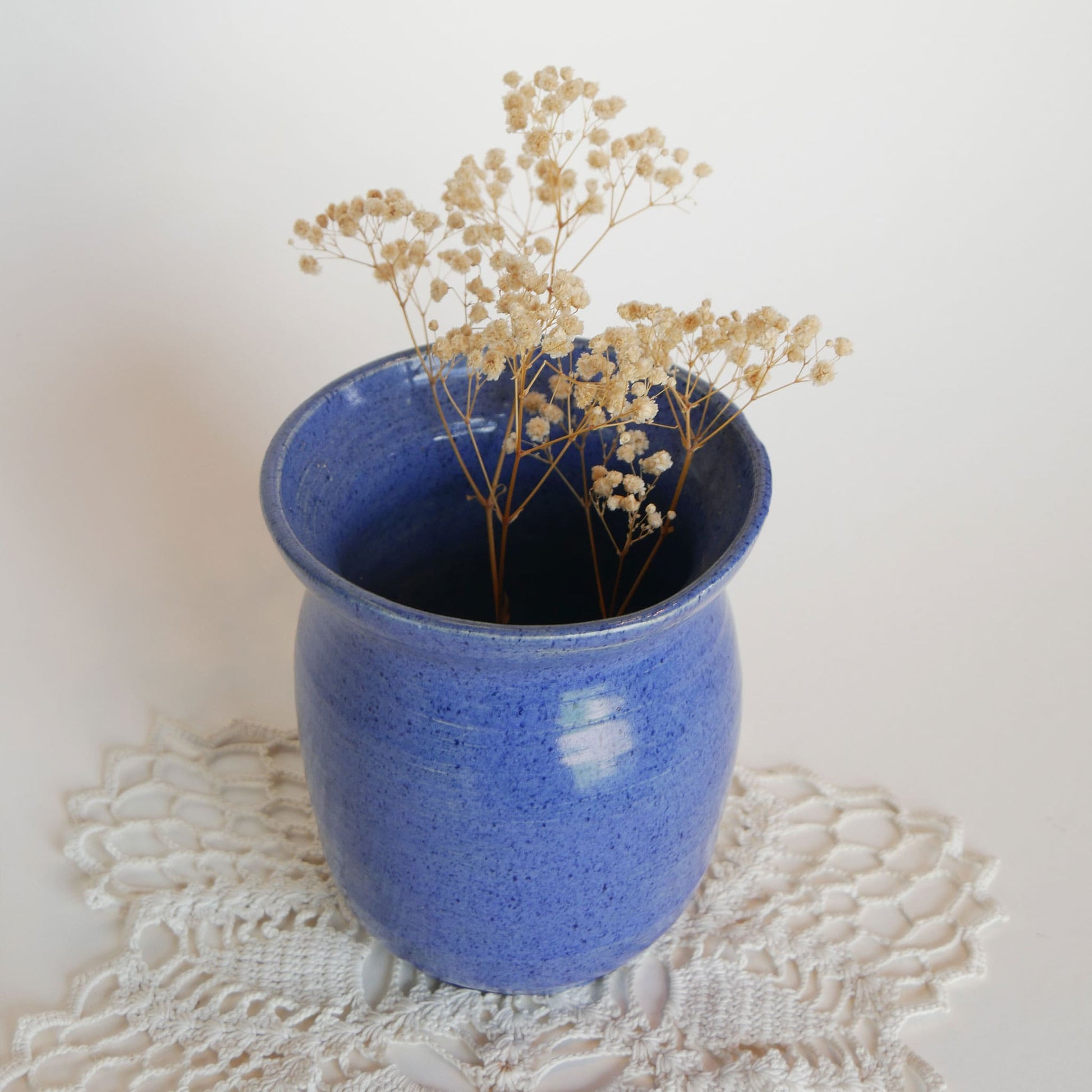 Speckled Cobalt Blue Pottery Vase Blue Farmhouse Pottery Blue Coastal Pottery Cobalt Blue Pottery