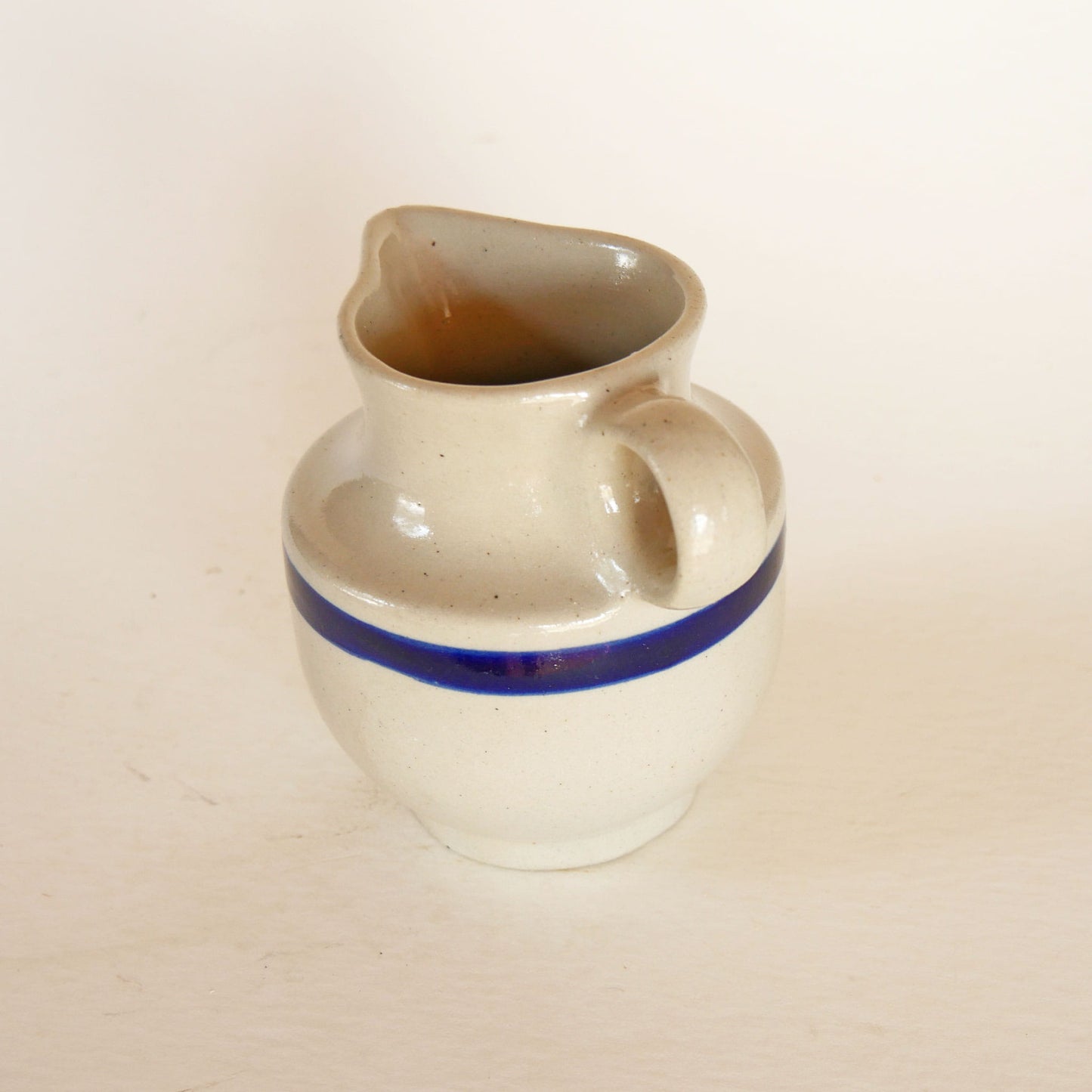 Vintage Blue Striped Stoneware Creamer, Vintage Creamer Stoneware, Vintage Farmhouse Creamer, Vintage Cermanic Creamer