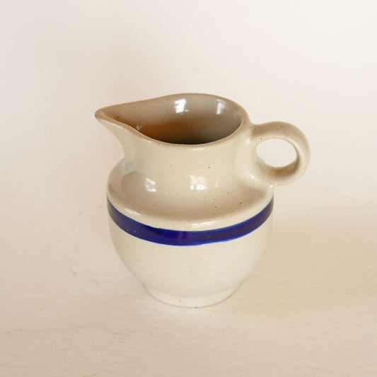 Vintage Blue Striped Stoneware Creamer, Vintage Creamer Stoneware, Vintage Farmhouse Creamer, Vintage Cermanic Creamer