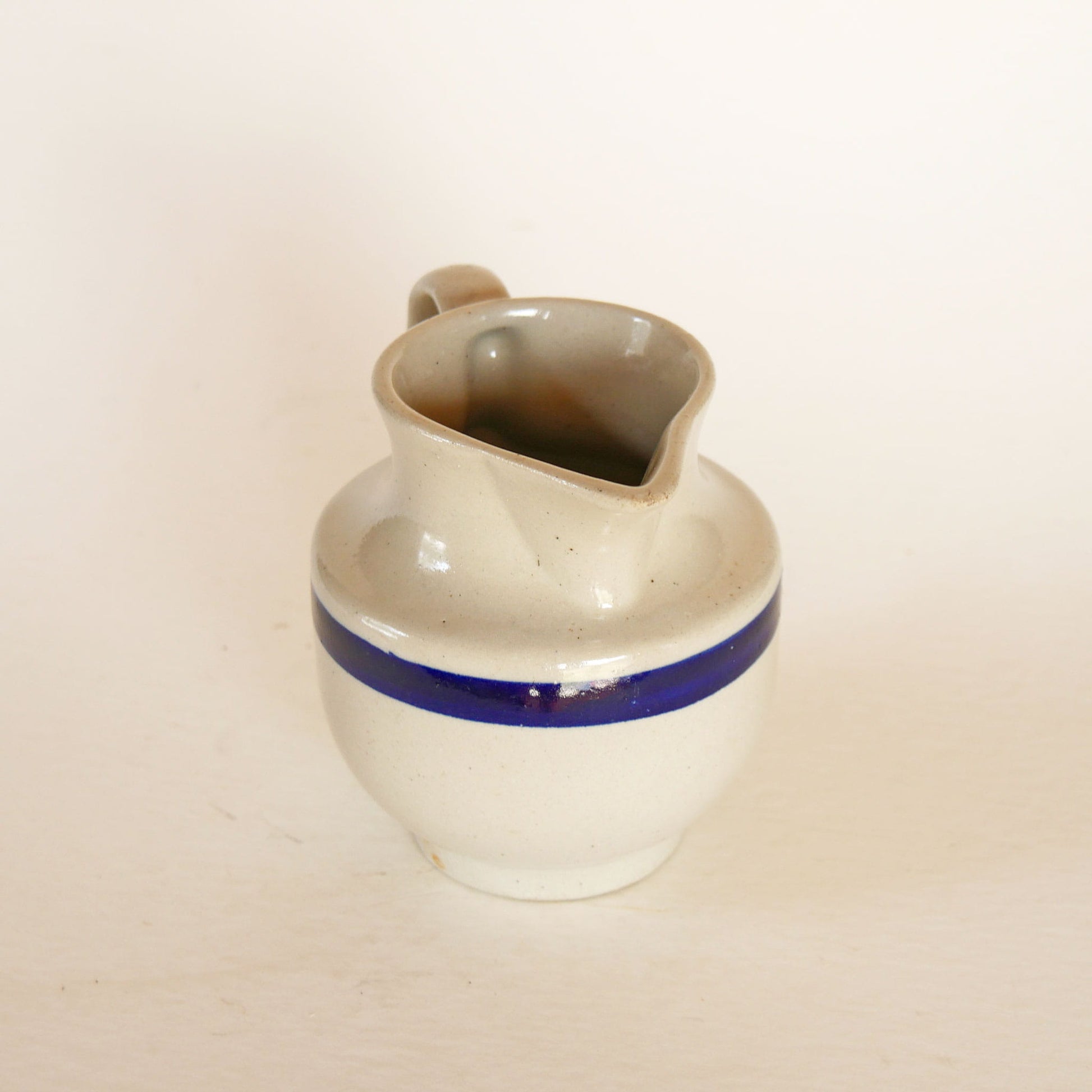 Vintage Blue Striped Stoneware Creamer, Vintage Creamer Stoneware, Vintage Farmhouse Creamer, Vintage Cermanic Creamer