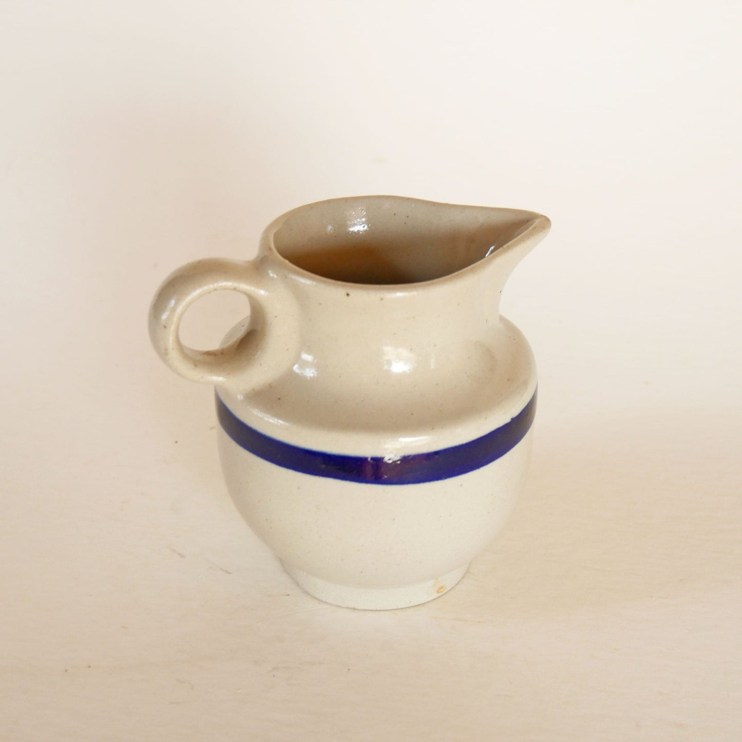 Vintage Blue Striped Stoneware Creamer, Vintage Creamer Stoneware, Vintage Farmhouse Creamer, Vintage Cermanic Creamer