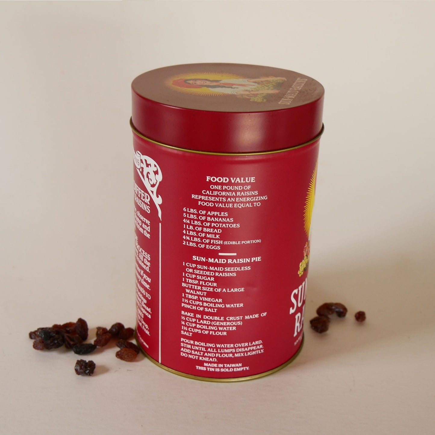 Vintage Sun-Maid Raisins Tin Canister, Vintage Raisins Tin Canister, Vintage Tin Canister, Vintage Farmhouse Decor