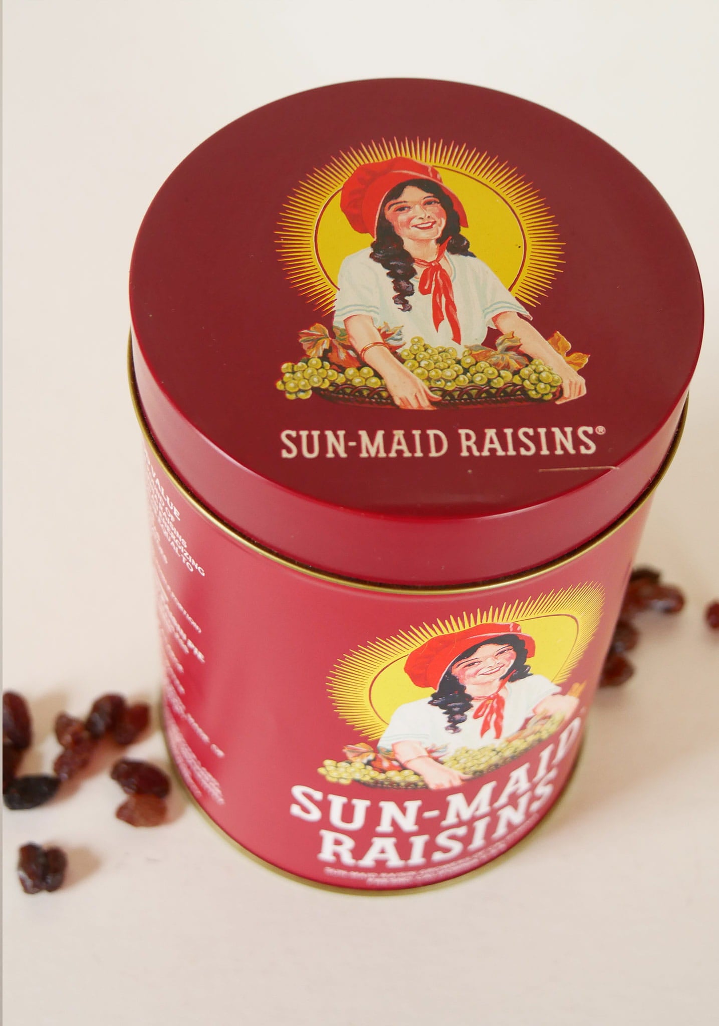 Vintage Sun-Maid Raisins Tin Canister, Vintage Raisins Tin Canister, Vintage Tin Canister, Vintage Farmhouse Decor
