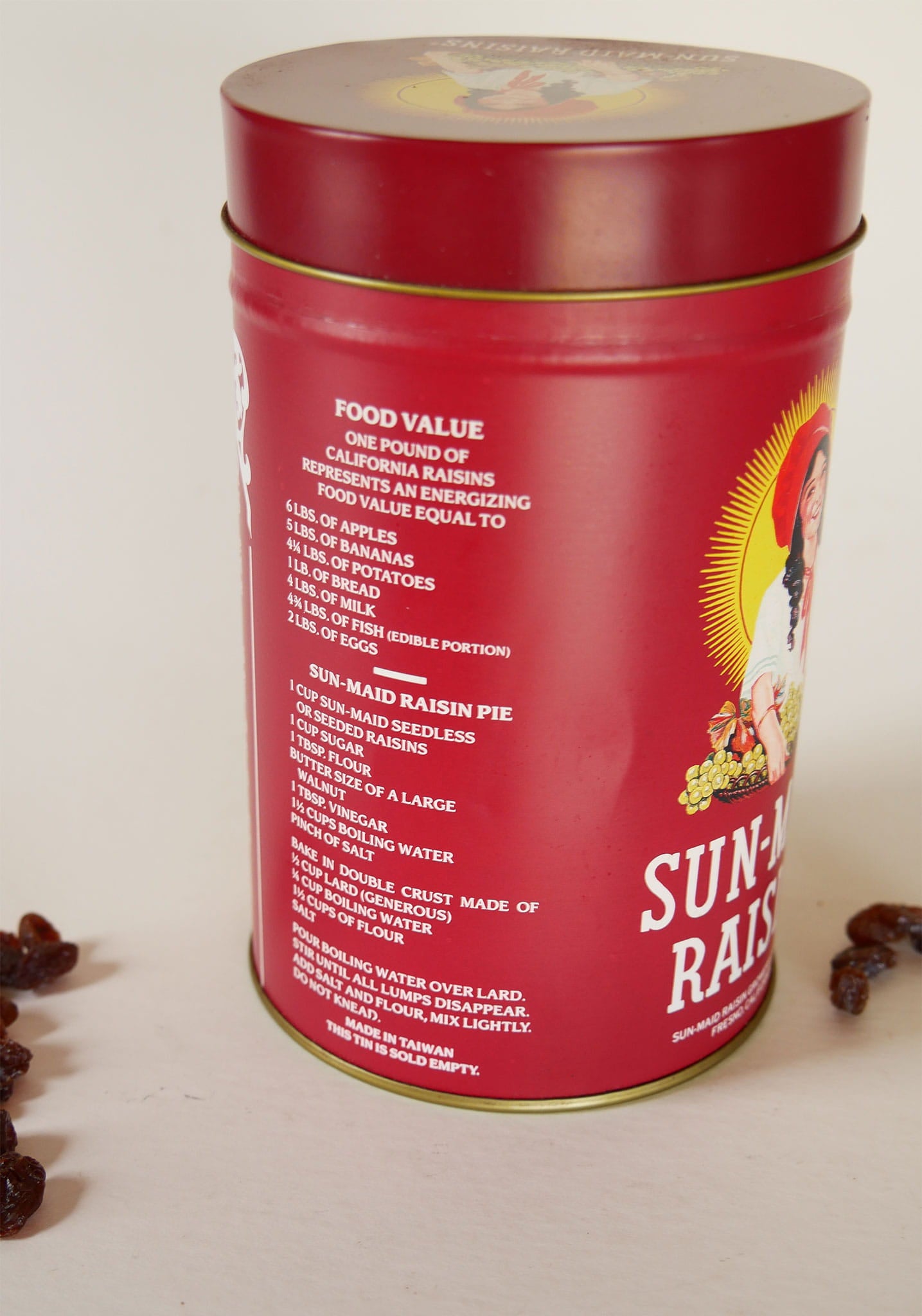 Vintage Sun-Maid Raisins Tin Canister, Vintage Raisins Tin Canister, Vintage Tin Canister, Vintage Farmhouse Decor