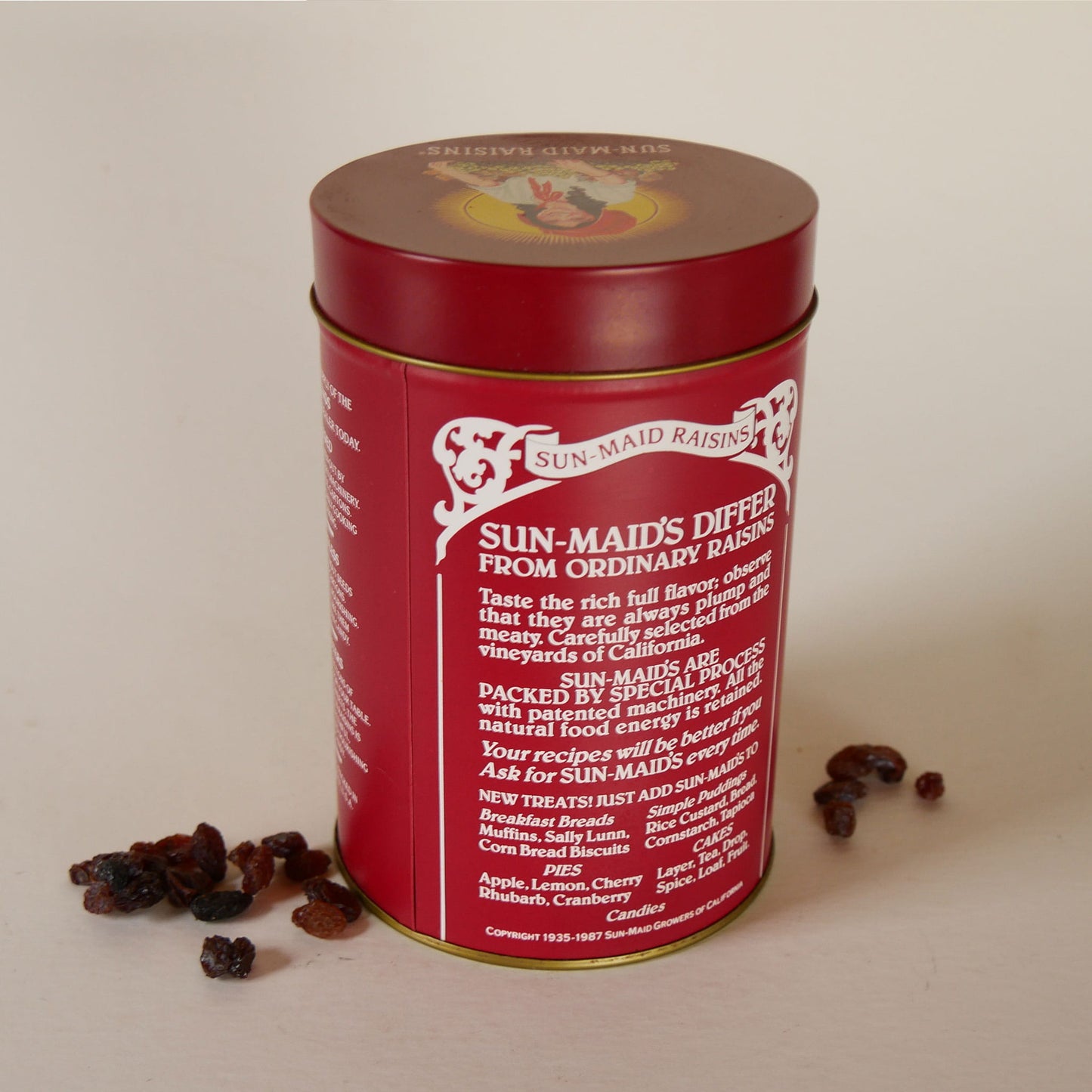 Vintage Sun-Maid Raisins Tin Canister, Vintage Raisins Tin Canister, Vintage Tin Canister, Vintage Farmhouse Decor