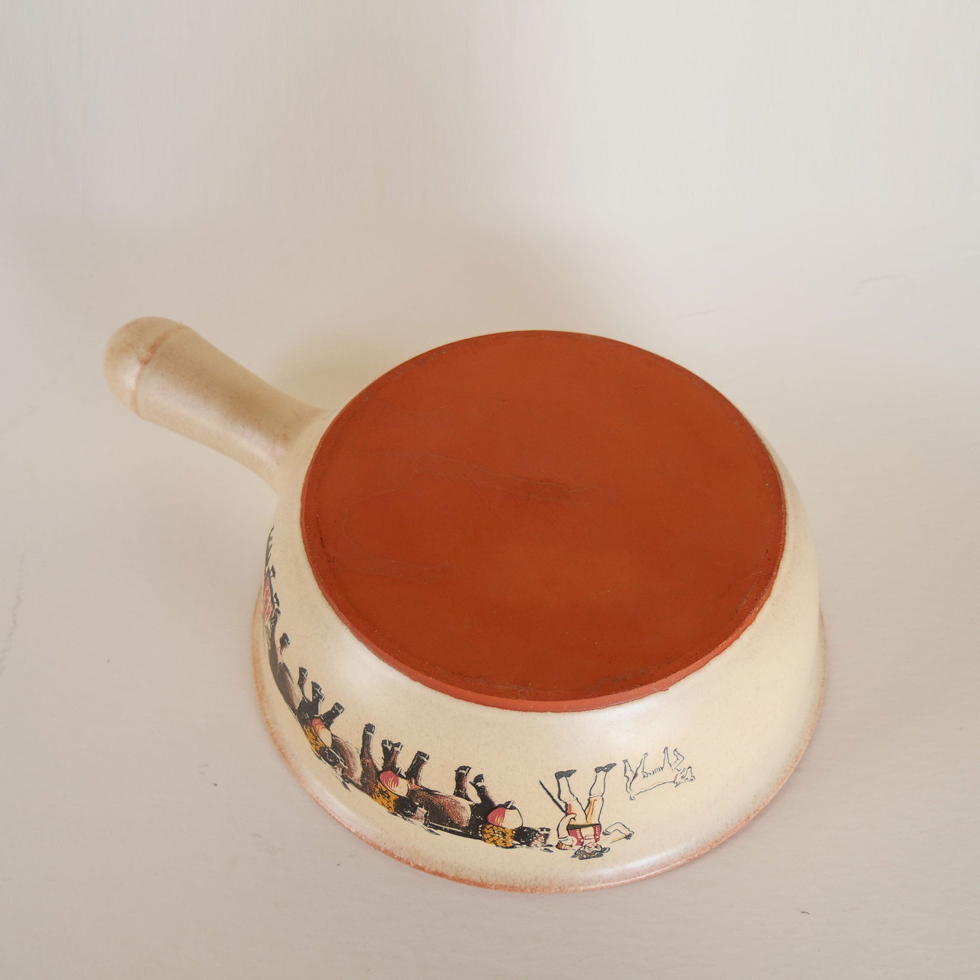 Vintage Swiss Fondue Pot with Alpine Cow & Herdsman, European Farmhouse DEcor, European Farmhouse Pottery, European Farmhouse Kitchen, Vintage Swiss Pottery
