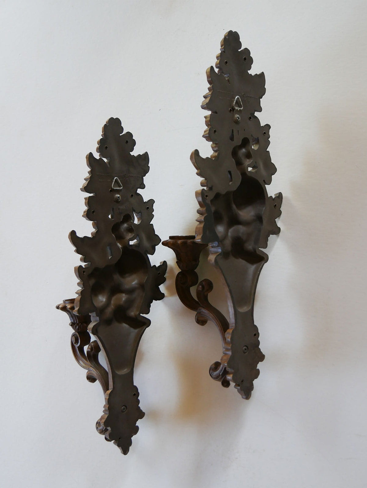Vintage Syroco Candle Sconces, Vintage Fruit Carved cAndle Sconces, Vintage Syroco SConces, Vintage Candle Sconces, Vintage Fruit and Floral Sconces