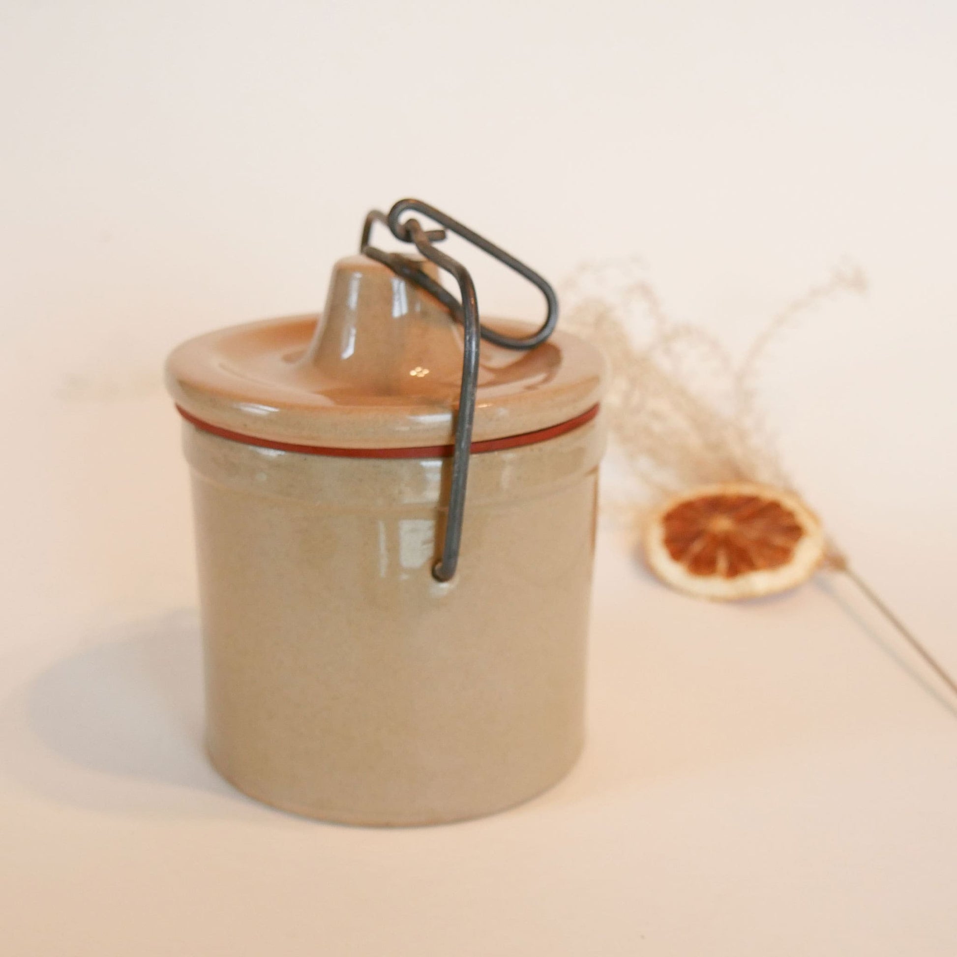 Vintage Tan Butter Crock with Seal and Latch Lid, Vintage Crock, Vintage Stoneware, Primitive Decor, Vintage Home Decor, Vintage Stoneware