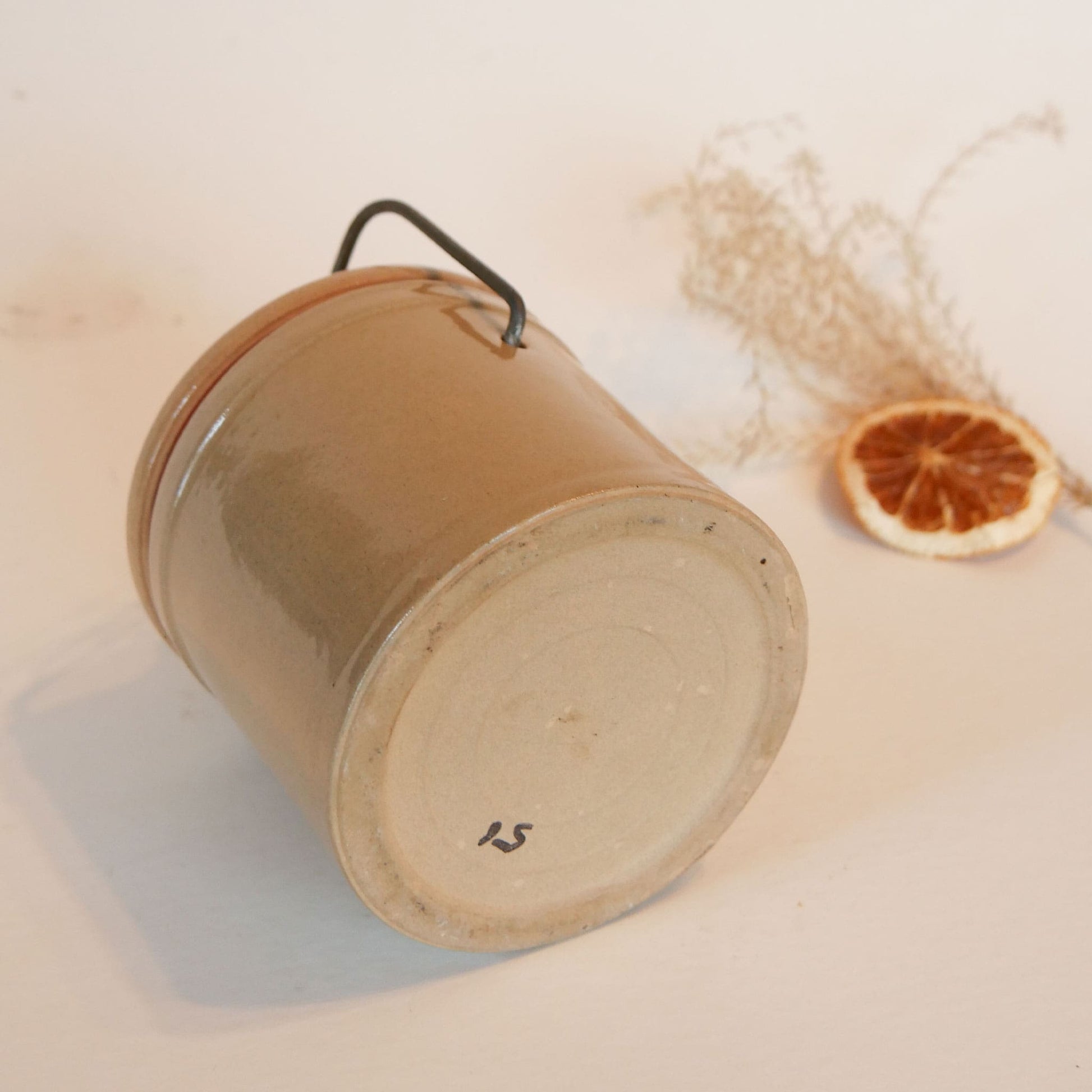 Vintage Tan Butter Crock with Seal and Latch Lid, Vintage Crock, Vintage Stoneware, Primitive Decor, Vintage Home Decor, Vintage Stoneware