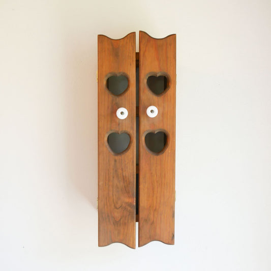 Vintage 20in 3-Shelf Heart Cutout Wall Cabinet with Porcelian Knobs Vintage Spice Cabinet Vintage Wall Cabinet Vintage Heart Cutout Cabinet