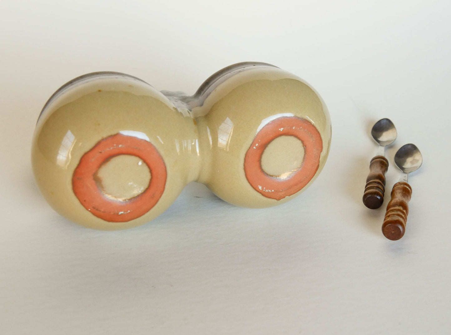 Vintage Two-Tone Stoneware Double Condiment Dish, Vintage Conditment Dish, Vintage Stoneware Condiment Dish, Vintage Condiment Stoneware, Vintage Jam Jelly Stoneware, Vintage Farmhouse Stoneware, Vintage Home Decor