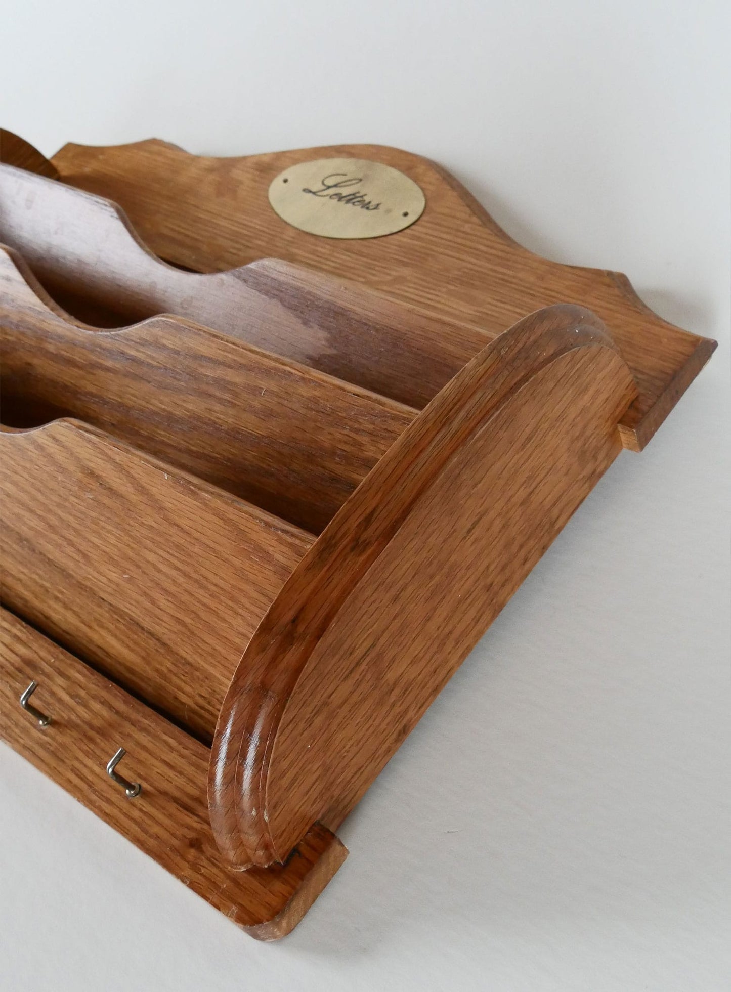 Vintage Wood Letter Organizer with Key Hanger, Vintage Mail Sort, Vintage Wood Wall Mounted Wall Sort, Vintage Home Decor