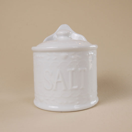 White Ceramic Vintage Salt Box with Lid