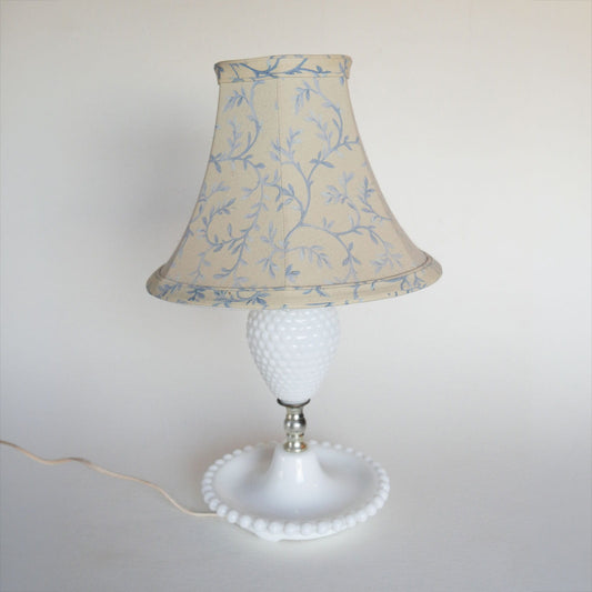 Vintage Hobnail Milk Glass Table Lamp with Ring Dish Base, Vintage Table Lamp, Vintage White Glass Table Lamp, Victorian Style Table Lamp, Vintage Milkglass Table Lamp, Vintage Hobnail Table Lamp