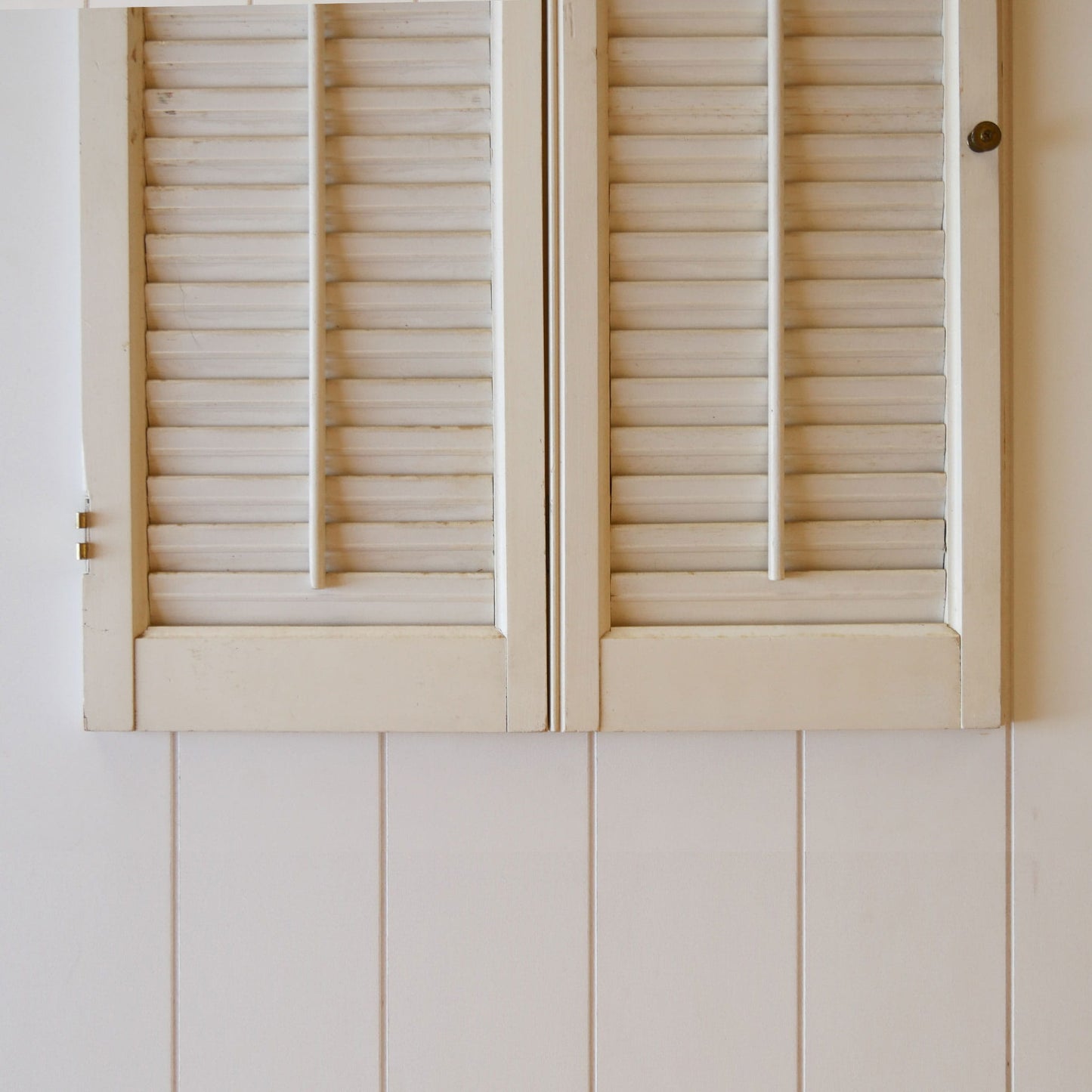 Vintage White Wood Shutters, Farmhouse Shutter Decor, Vintage Shutters, Vintage white Shutters, Cottage Shutters, Vintage Cottage Wall Decor, Vintage Farmhouse Wall Decor, White Wood Shutters