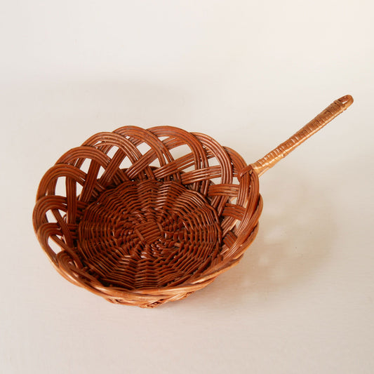 Vintage Wicker Basket with Long Handle, Vintage Rattan Basket, VIntage Handled Basket, VIntage Boho Basket Wall, Vintage Wicker Pan Basket, VIntage Boho Basket Wall, Vintage Basket Gallery Wall, Vintage Farmhouse Basket