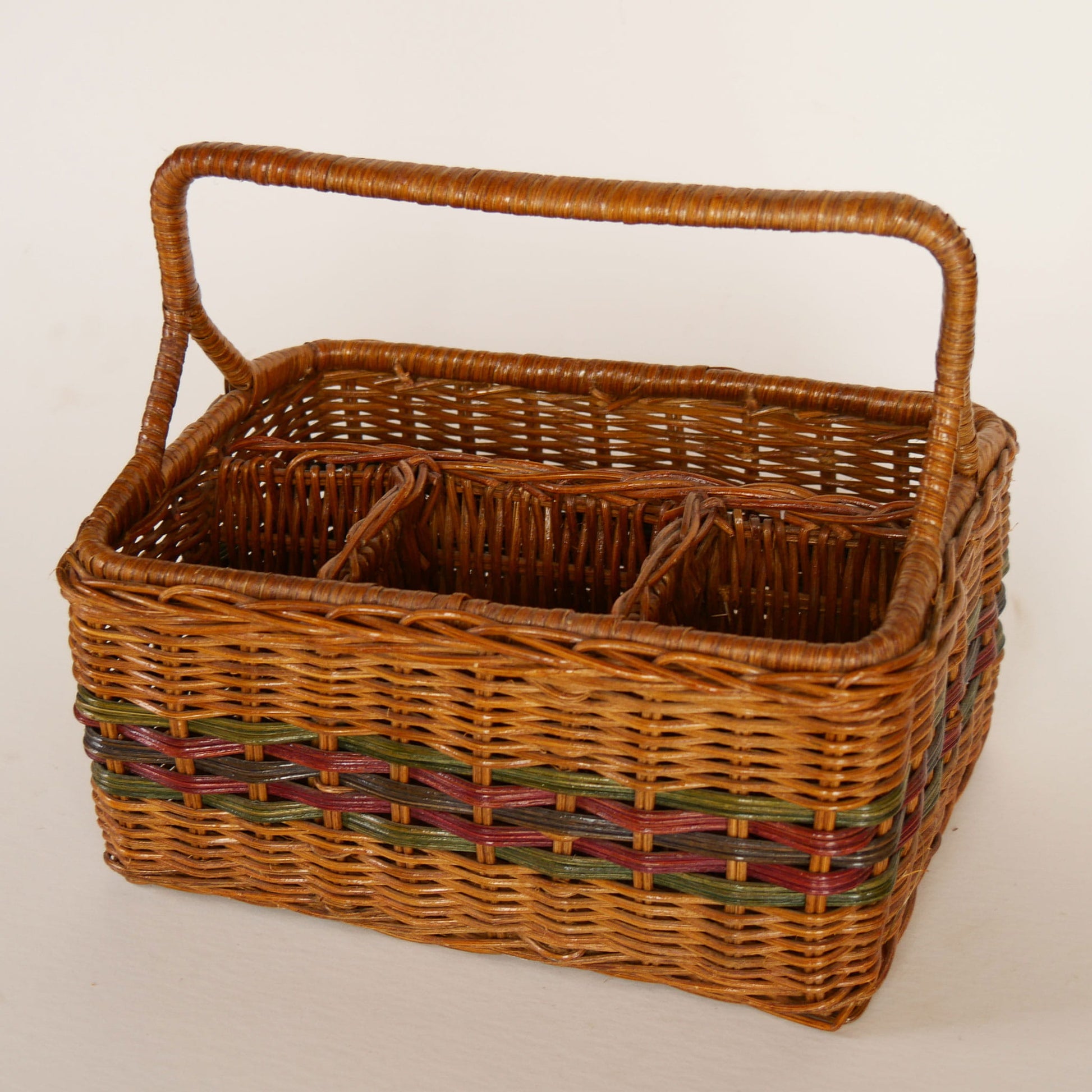 Vintage Dark Rattan Wicker Utensil Caddy, Vintage Wicker Caddy, Vintage Utensil Caddy, Vintage Wicker Utensil Holder, Vintage Wicker Decor, Vintage Home Decor