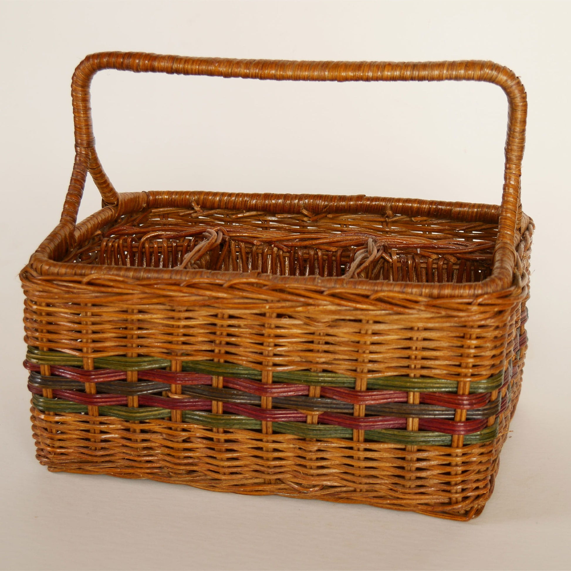 Vintage Dark Rattan Wicker Utensil Caddy, Vintage Wicker Caddy, Vintage Utensil Caddy, Vintage Wicker Utensil Holder, Vintage Wicker Decor, Vintage Home Decor