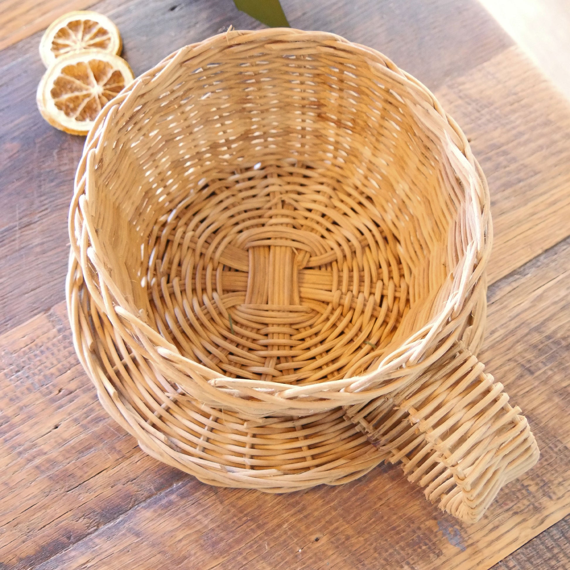 Vintage Wicker Basket Coffee Mug Planter, Vintage Wicker MUg Planter, Vintage WIcker Planter
