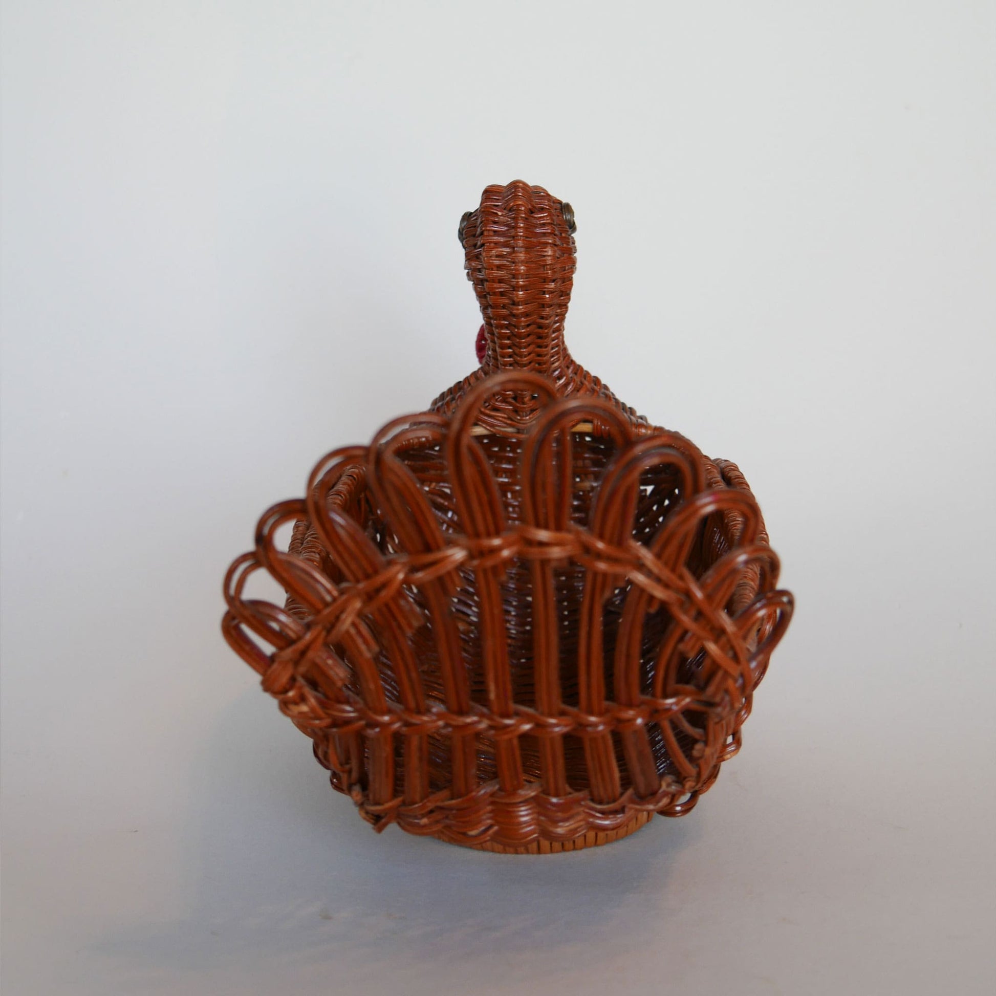 Vintage Rattan Wicker Turkey Basket, Turkey Shaped Basket
