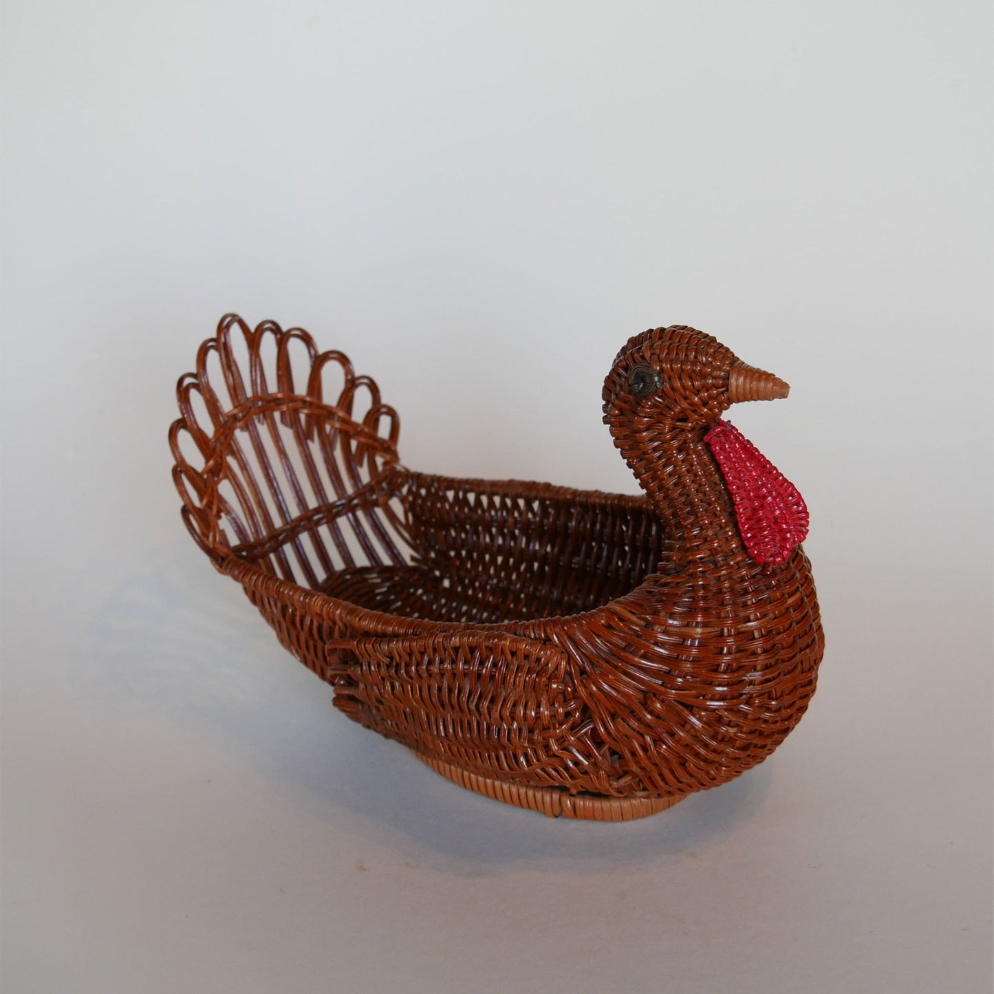 Vintage Rattan Wicker Turkey Basket, Turkey Shaped Basket