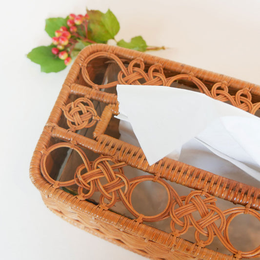 Vintage Rattan Wicker Tissue Box Cover Midcentury Decor MCM Wicker Decor Vintage Wicker Decor Wicker Tissue Box