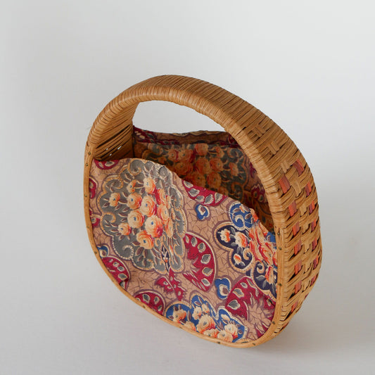 Vintage Wicker and Fabric Handbag, Vintage Wicker Purse, Vintage Fabric Handbag, Wicker Rattan Bag, Vintage Wicker Bag, Vintage Home Decor