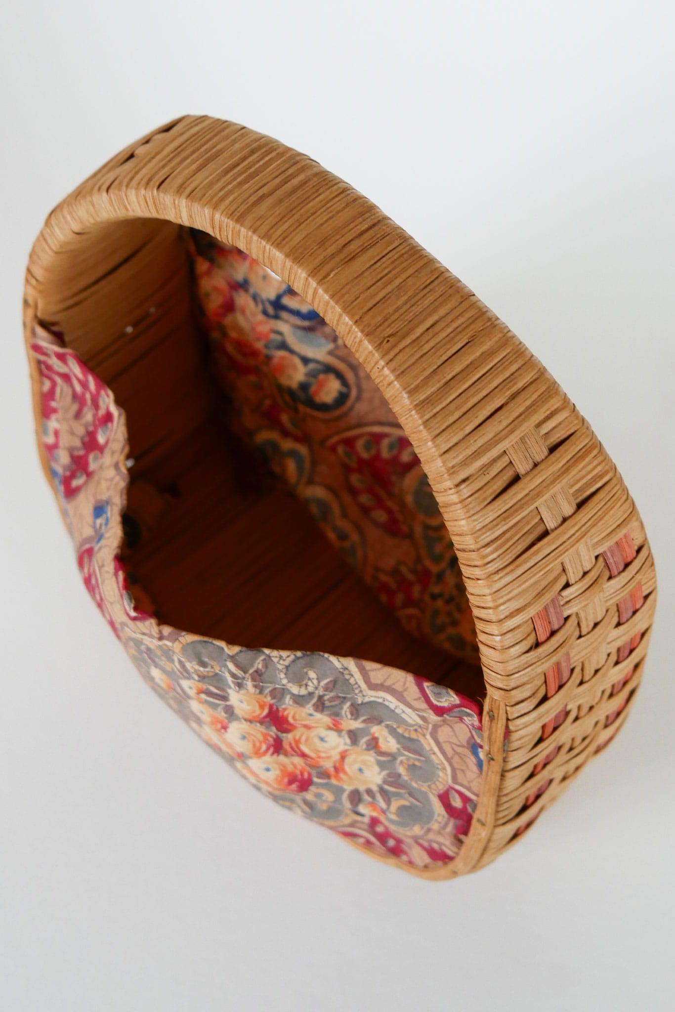 Vintage Wicker and Fabric Handbag, Vintage Wicker Purse, Vintage Fabric Handbag, Wicker Rattan Bag, Vintage Wicker Bag, Vintage Home Decor